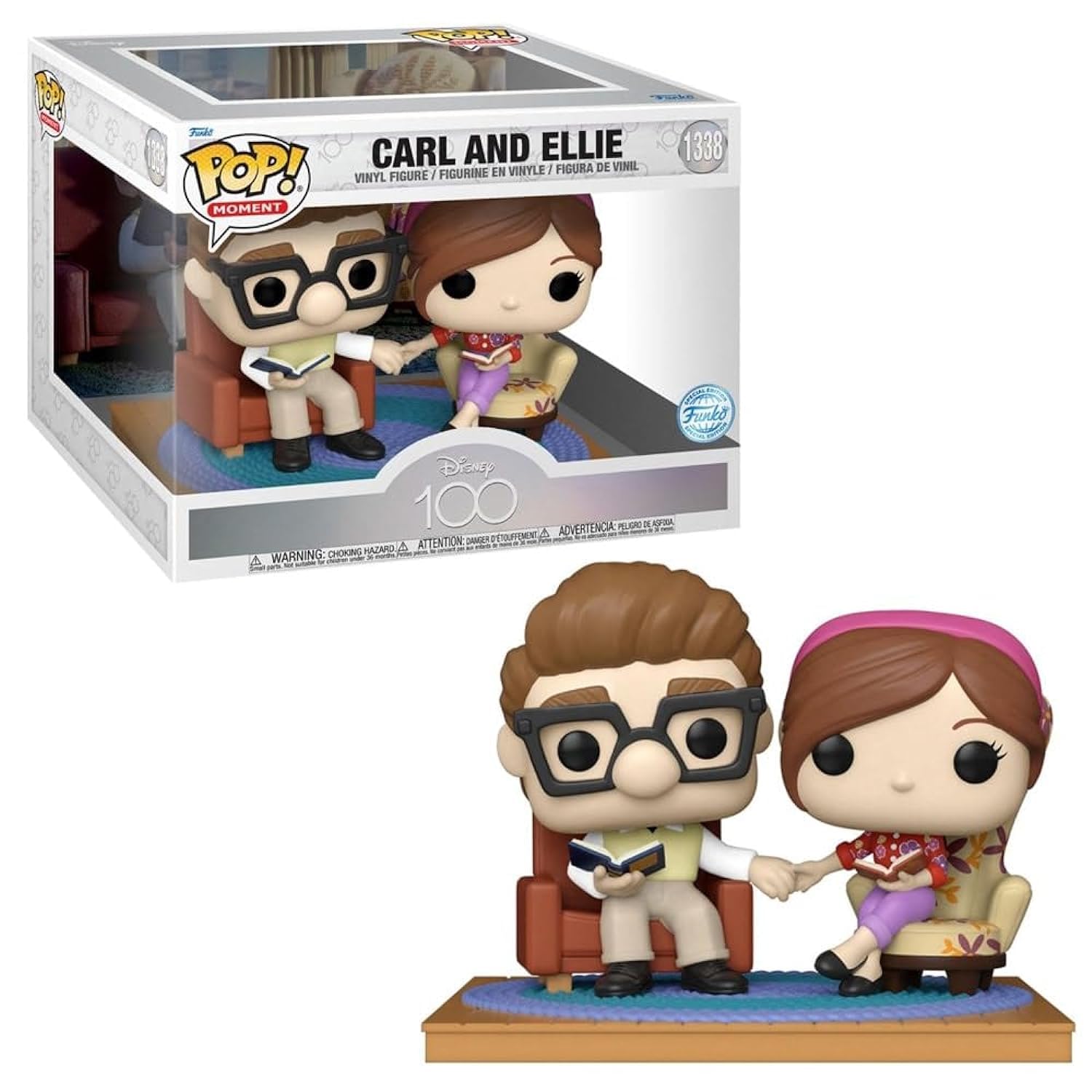 Funko Pop! Disney Up - Carl & Ellie in Their Seats Collectible Vinyl Figure #1338 – Perfect for Disney Fans, Movie Collectors, and Home Decor
