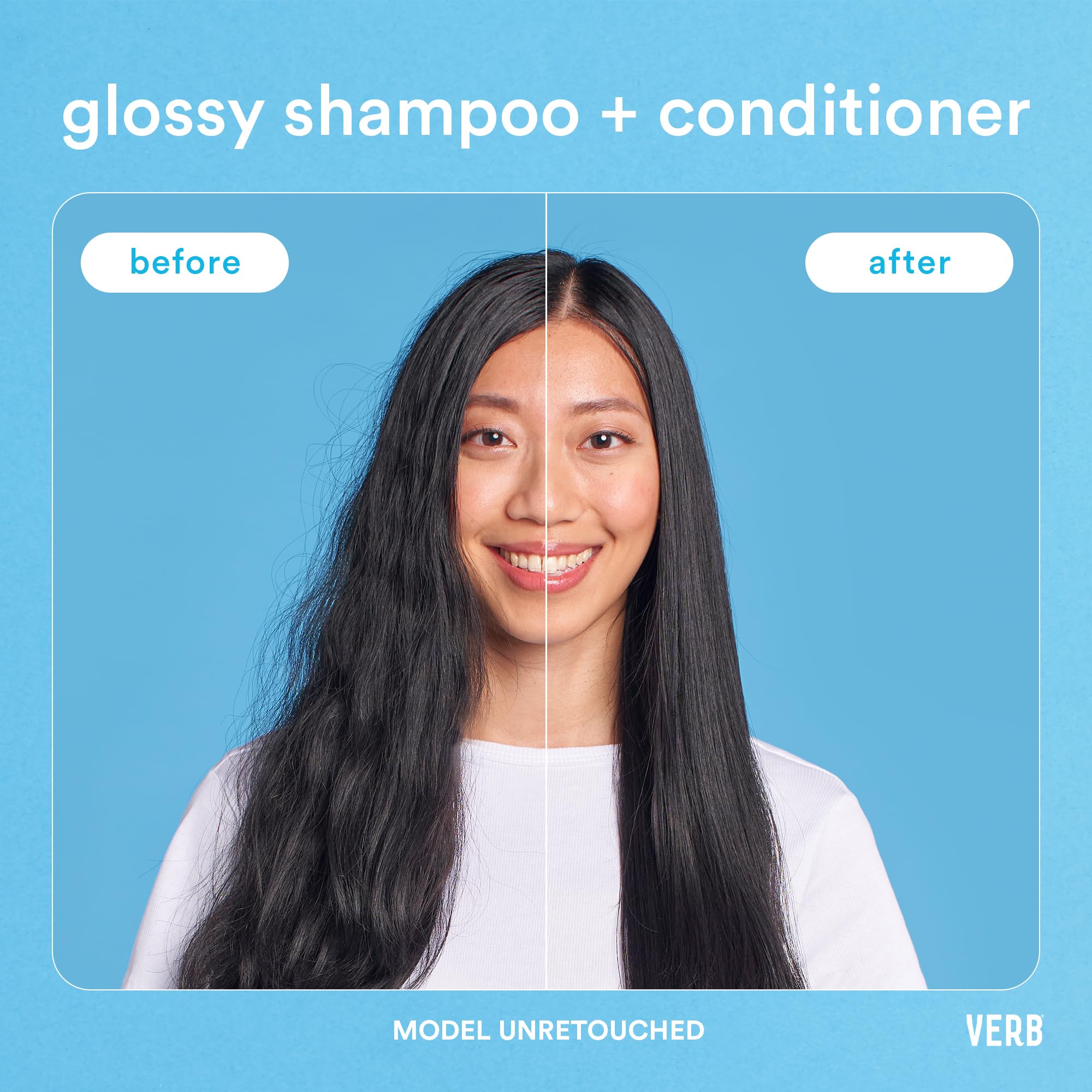 VERB Glossy Shampoo for Thick to Coarse Hair - Sulfate Free, Paraben Free & Gluten Free Moisturizing Shampoo with High Shine - Perfect for Dry, Damaged Hair Care & Salon Quality Results at Home