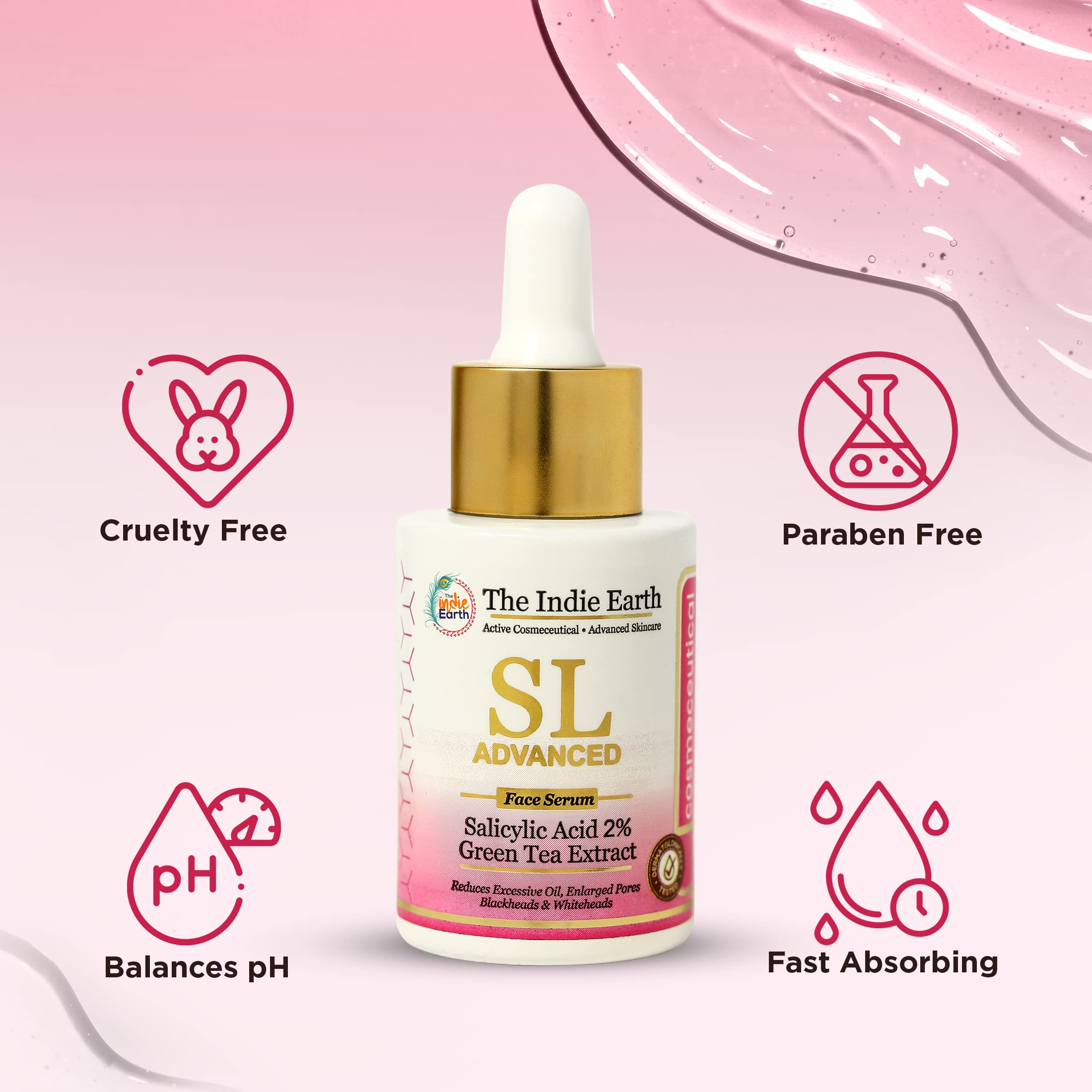 **Indie Earth SL Advanced 2% Salicylic Acid & Green Tea Extract Face Serum – Dermatologist Tested for Acne, Blackheads & Pores – Reduces Oil & Bumpy Skin – 30ml – Perfect for Oily & Acne-Prone Skin Daily Care**
