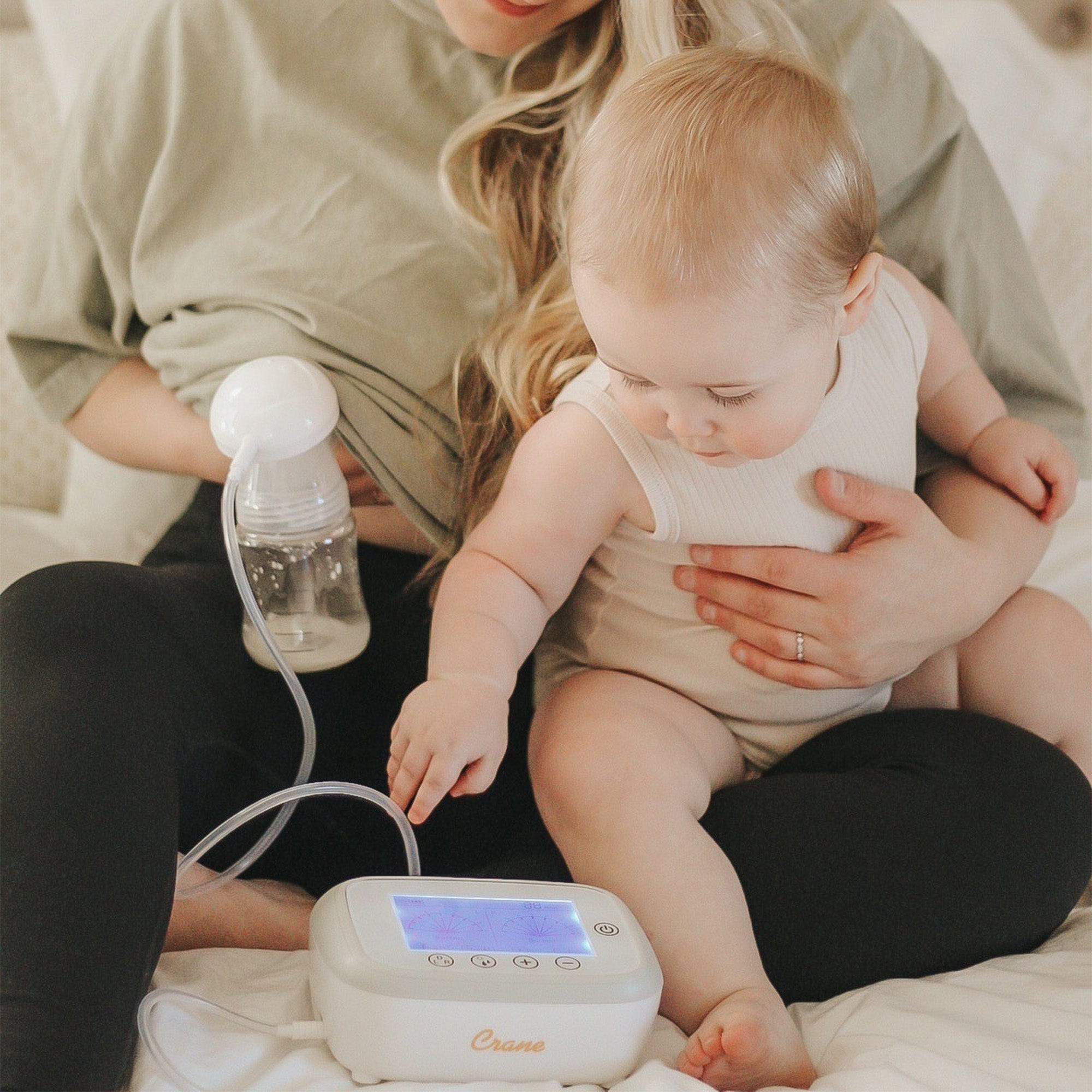 Crane Rechargeable Electric Breast Pump - Hands Free Dual Mode Portable Breastfeeding Pump for Working Moms - Perfect for Office, Travel & Nighttime Use
