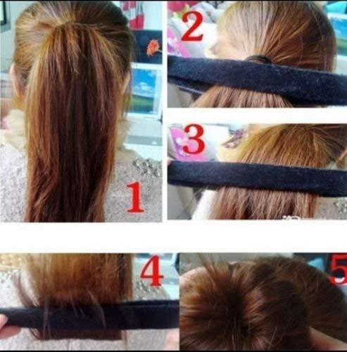 SIYAA Hair Donut Bun Maker - French Roller Hair Styling Tool (Black, Pack of 1) for Updos, Ponytails & Special Occasions