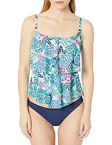 2-Tiered Ruffle Tankini Swimsuit Top for Women - Sexy Beachwear with Adjustable Straps & Built-in Bra - Perfect for Pool Parties, Vacations & Summer Getaways