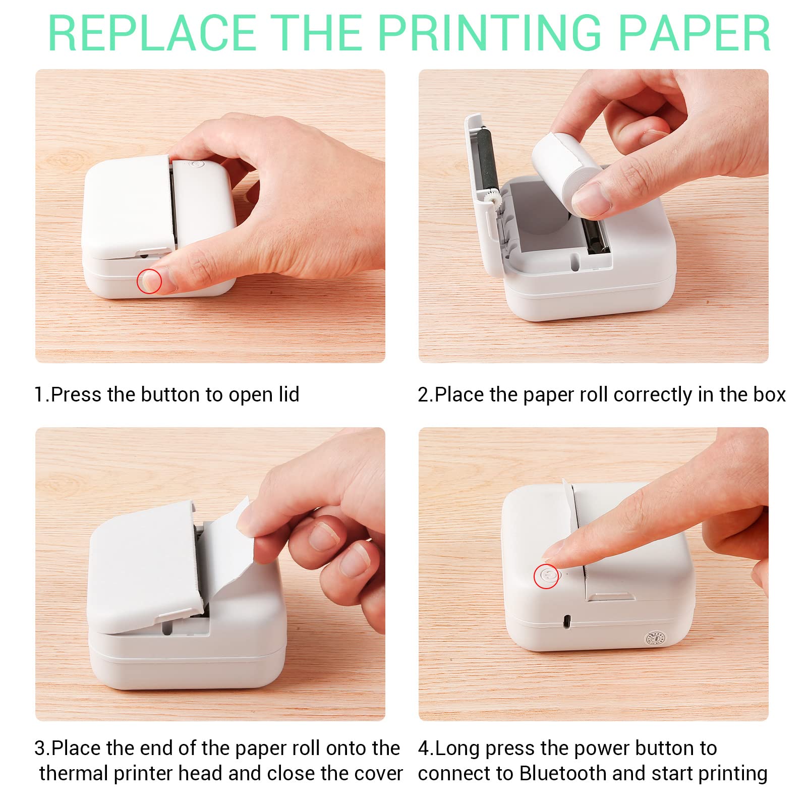 Mini Photo Printer | Portable Wireless Bluetooth Thermal Printer for Smartphones | Instant Mobile Photo Printing for Learning, Notes, Journals & Lists | Perfect for Students, Office & Travel Use