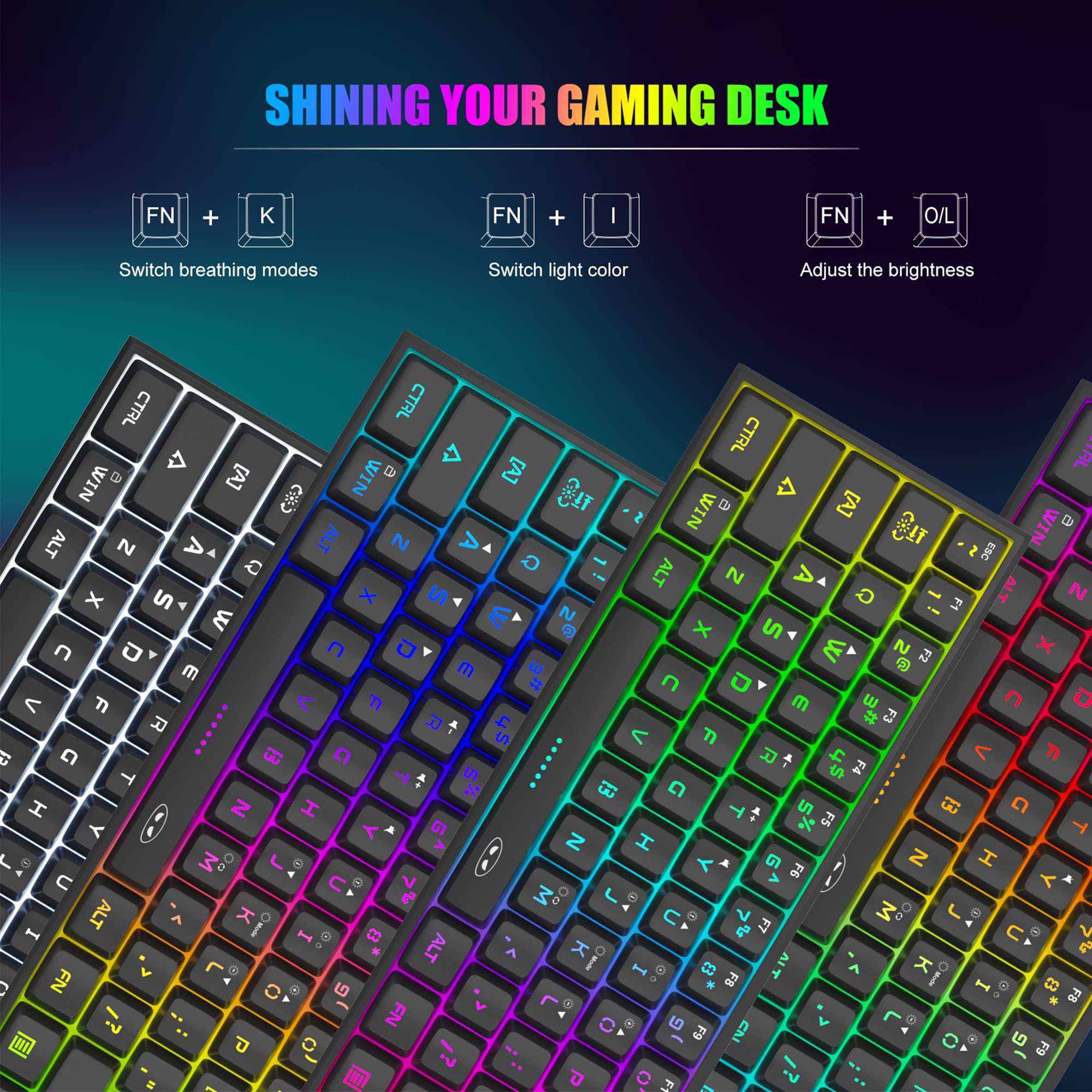 MageGee 60% Compact Mechanical Gaming Keyboard - RGB Backlit, Waterproof, 61 Keys for PC, Mac, Windows, Xbox, PS - Perfect for Esports, Office Work & Home Gaming (Black)