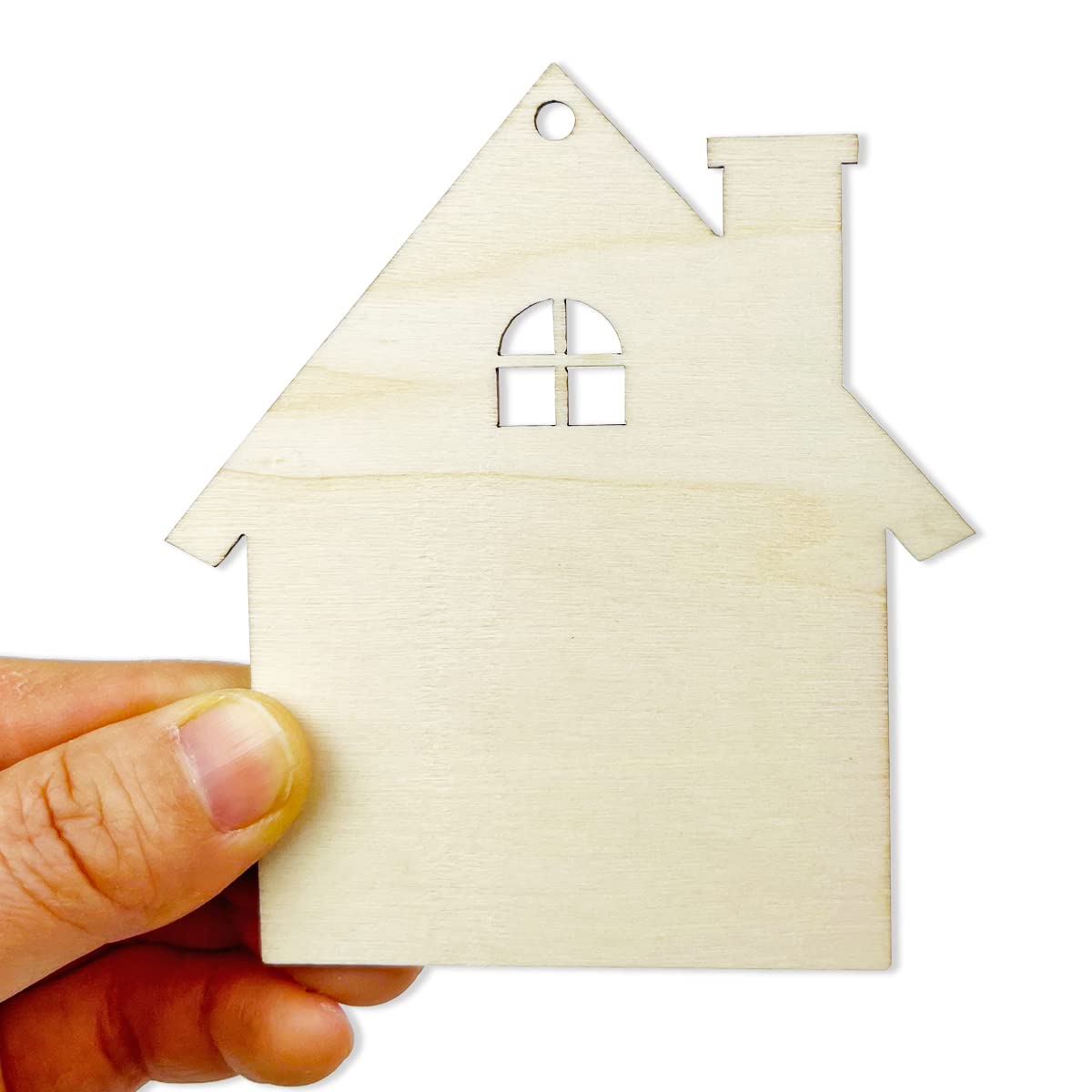20pcs 4 Inch Unfinished Wooden House Cutouts - DIY Craft Wooden House Shapes for Painting, Decorating & Hanging Ornaments - Perfect for Home Decor, Scrapbooking & Christmas Tree Decorations