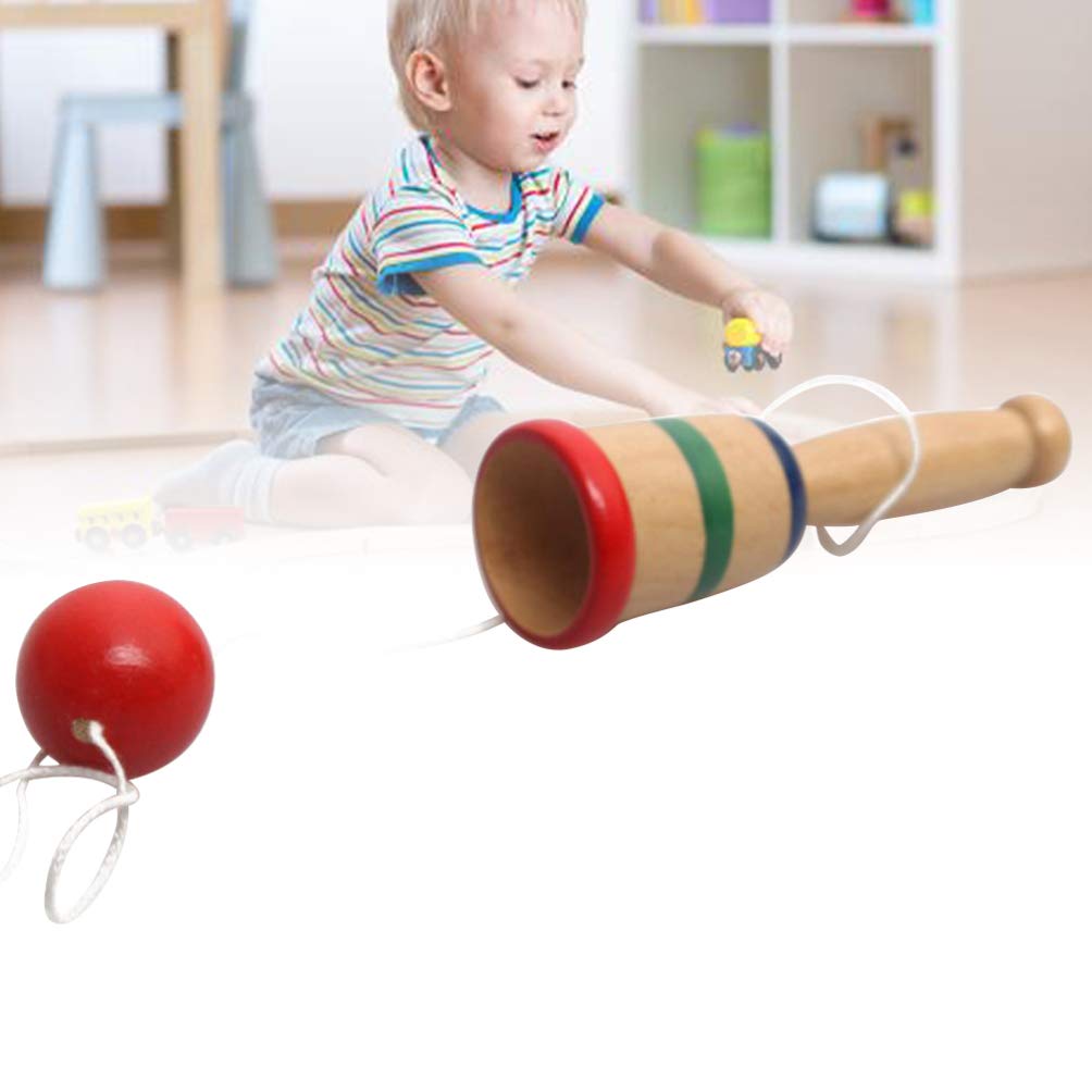 4pcs Wooden Coordination Game Toy for Kids - Outdoor Toss and Catch Ball Game, Preschool Learning Toys, Fun Ball and Cups Set, Wooden Balance Cup Kendama Toys, Child Bamboo Puzzle from Japan - Perfect for Backyard Play, Birthday Gifts & Montessori Activities