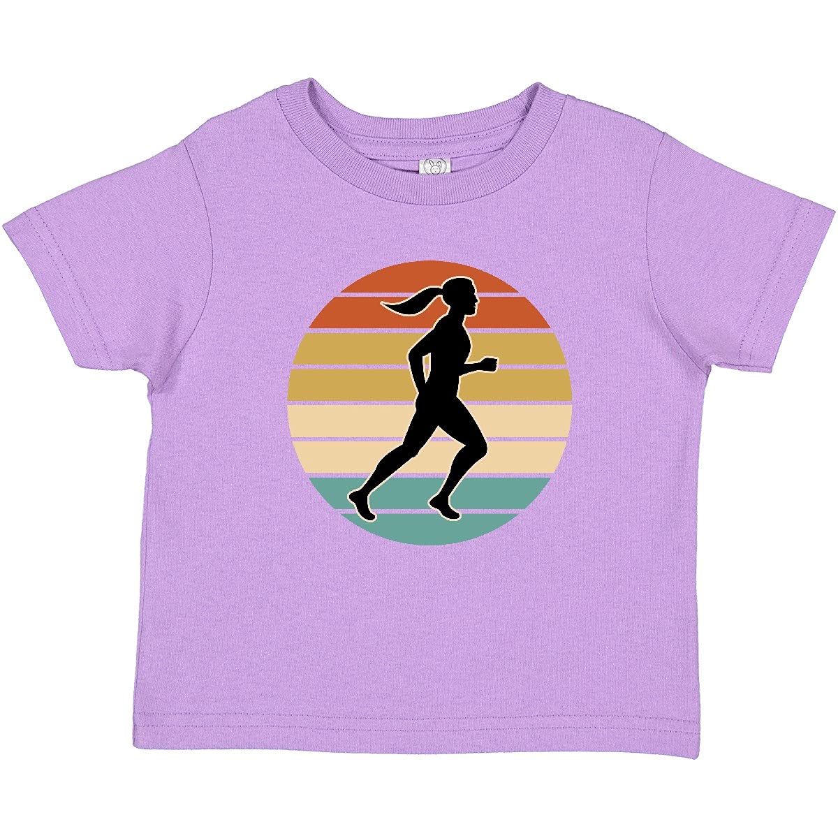 Inktastic Women's Retro Sunset Runner Graphic Baby T-Shirt - Soft Cotton Tee for Running, Jogging & Workouts - Perfect Gift for Female Athletes & Fitness Lovers
