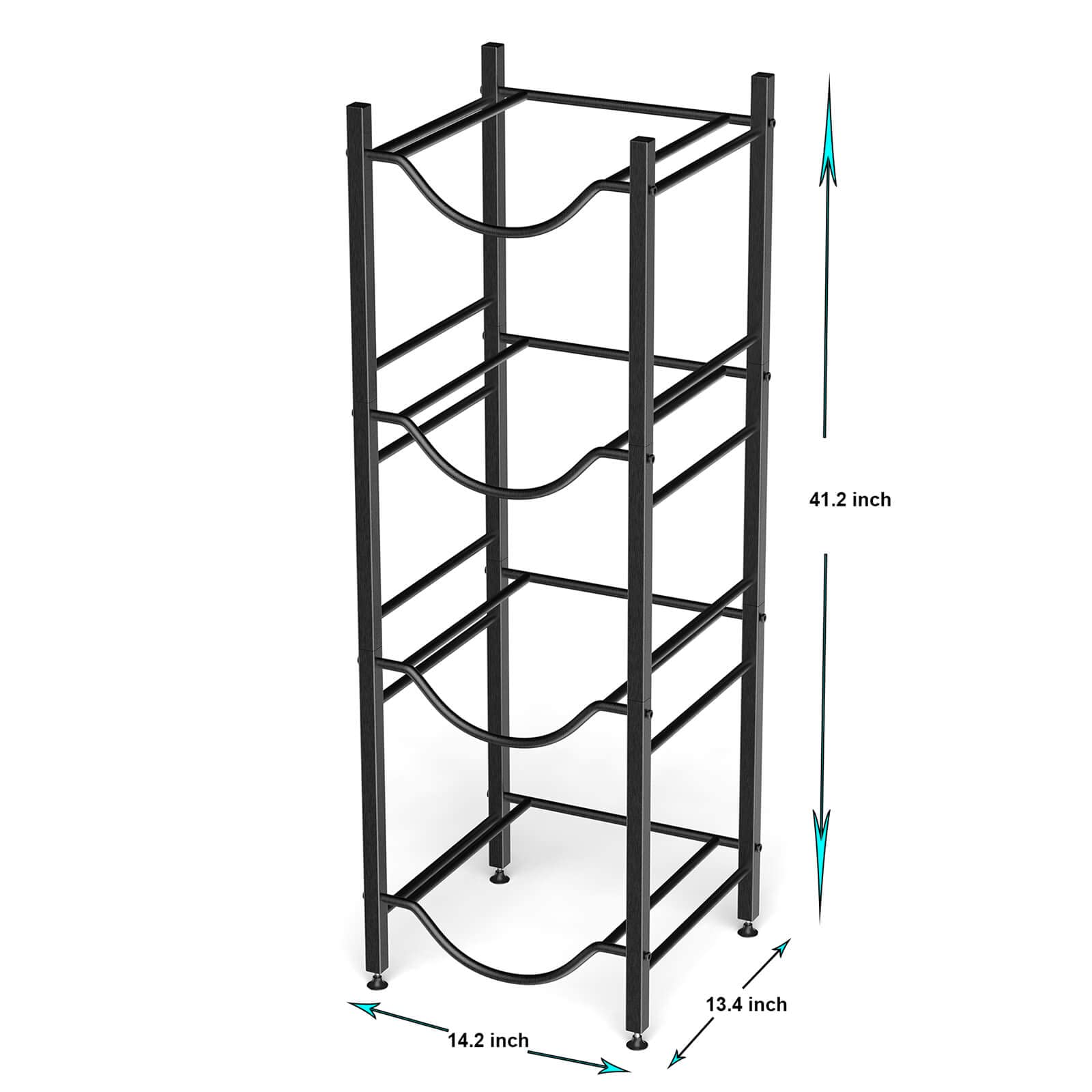 5 Gallon Water Jug Holder - Heavy Duty Steel 4-Tier Storage Rack for Kitchen, Home, Office & Pantry Organization - Space Saving Solution for Water Bottles, Groceries and Bulk Items Storage