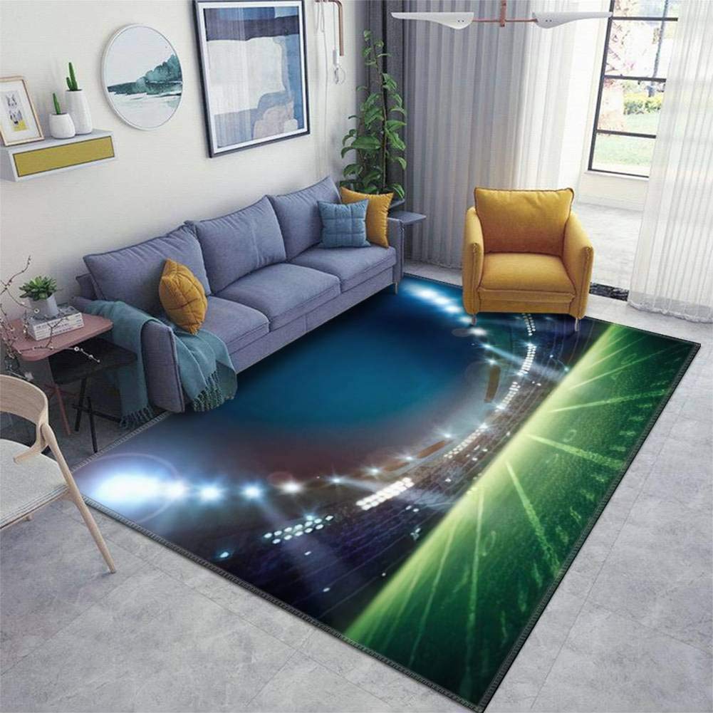 Non-Slip 3D Soccer Stadium Design Thickened Area Rug Pad - Home Entryway Runner Mat for Living Room, Bedroom, Indoor & Outdoor Use - Perfect for Game Rooms, Man Caves and Sports-Themed Decor
