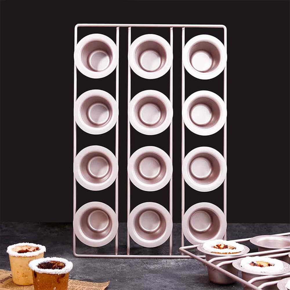 12-Cavity Non-Stick Popover Pan - Yorkshire Pudding, Muffin & Cupcake Baking Mold for Oven - Premium Champagne Gold Bakeware - Perfect for Holiday Baking, Brunch & Party Desserts