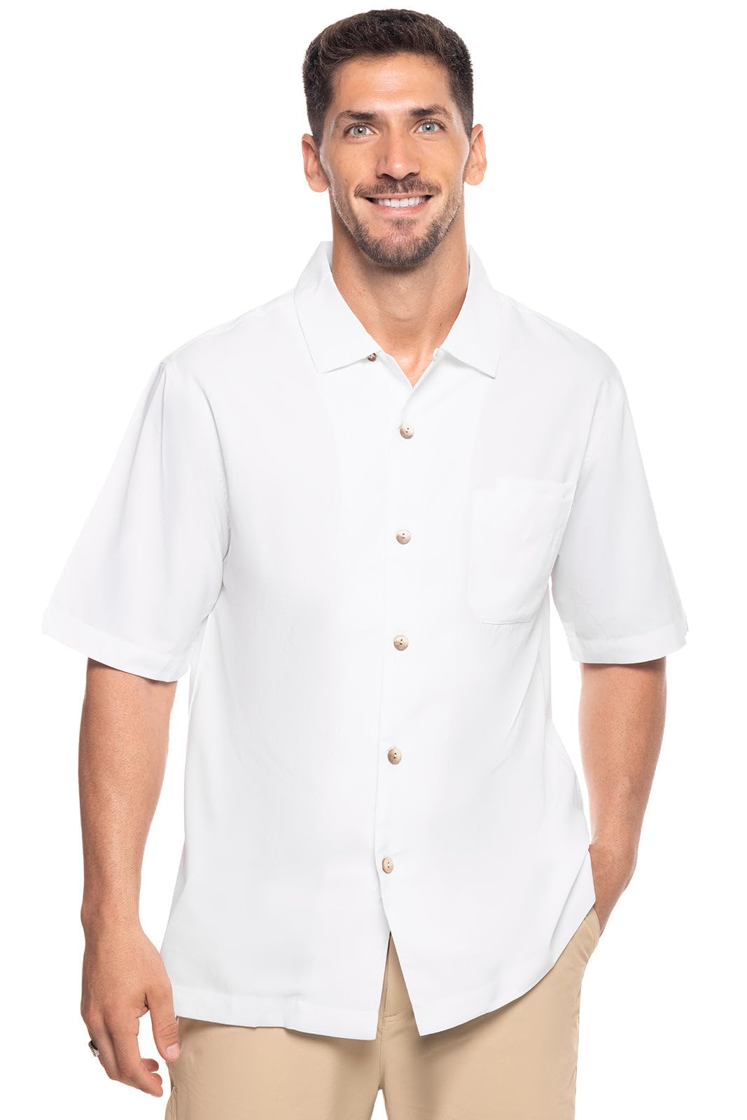 Coolibar UPF 50+ Men's Safari Camp Shirt - Sun Protective Long Sleeve Travel Shirt for Outdoor Adventures, Hiking & Beach Vacations