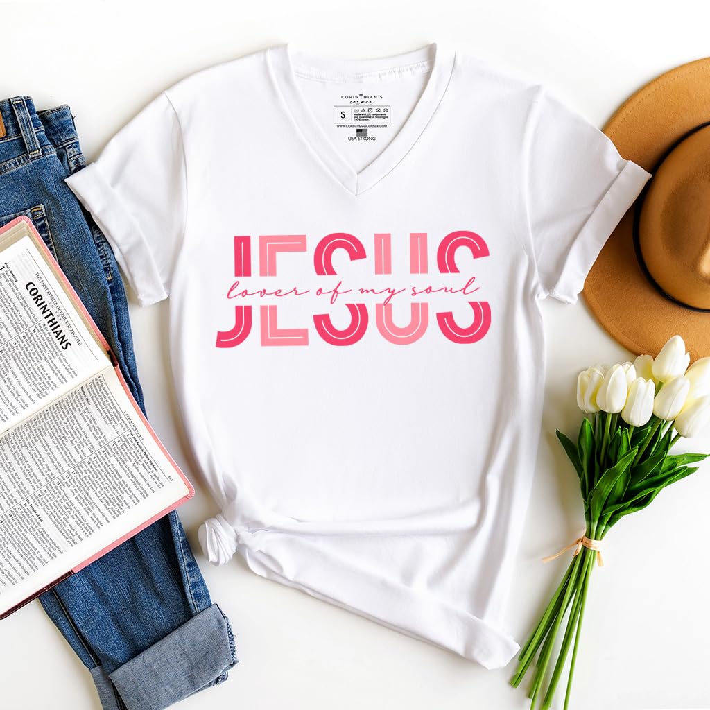Corinthian's Corner | Women's V-Neck Christian T-Shirts | Faith-Based Apparel for Church, Bible Study & Everyday Wear