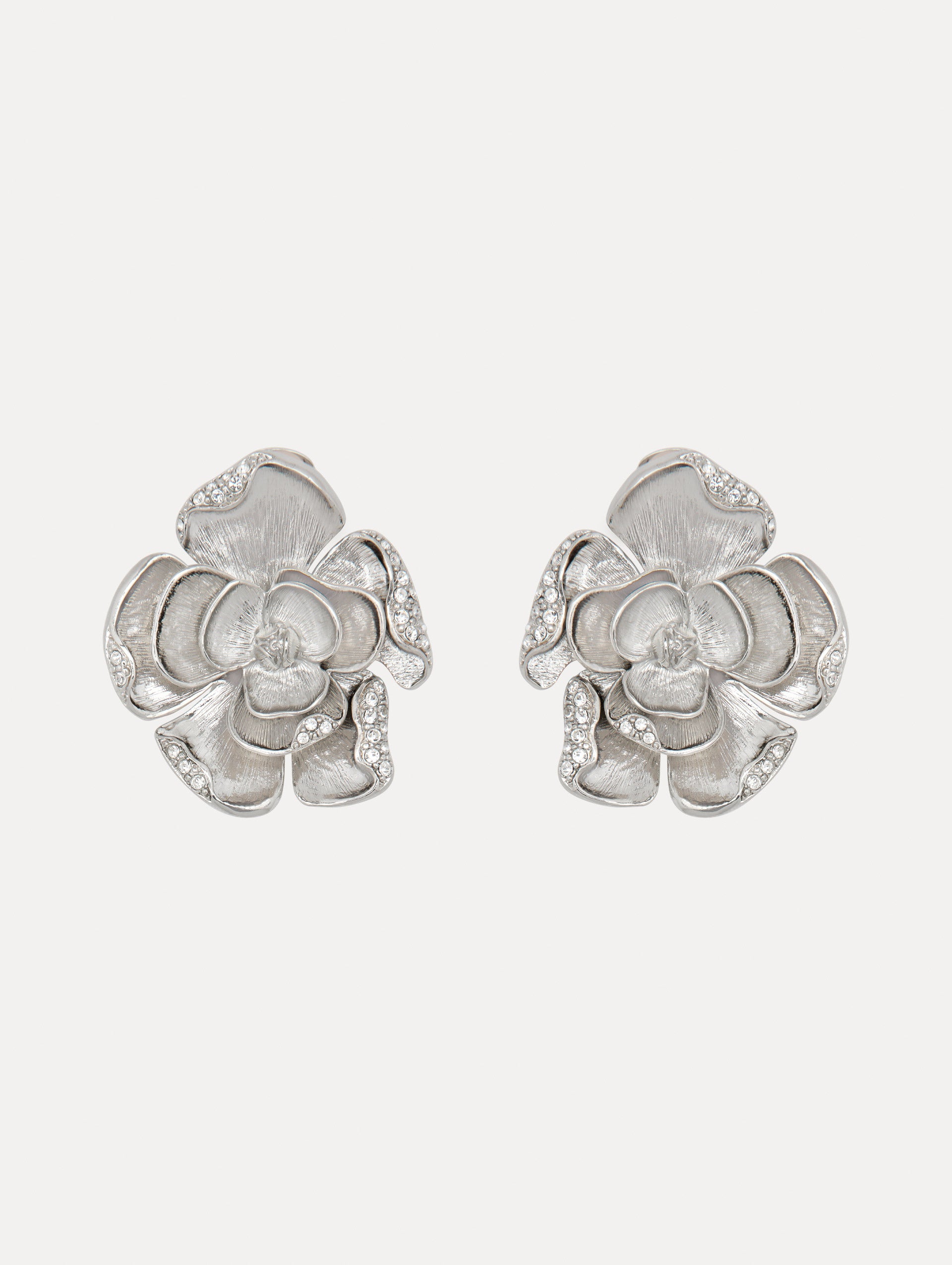 Elegant Large Pavé Rose Clip On Earrings for Women - Perfect for Weddings, Parties & Special Occasions