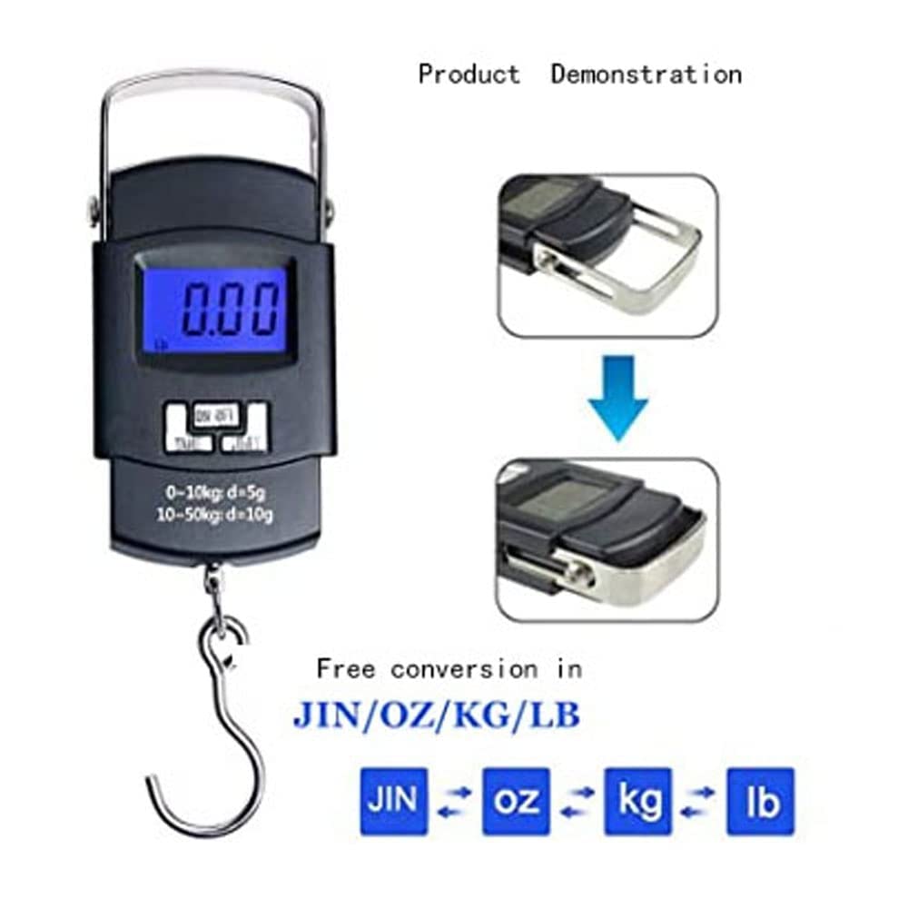 Portable Digital Luggage Scale with Auto-Lock & LCD Display - 110lbs/50kg Capacity, Accurate Weight Measurement for Travel, Fishing & Shipping - Perfect for Airports, Camping & Outdoor Adventures