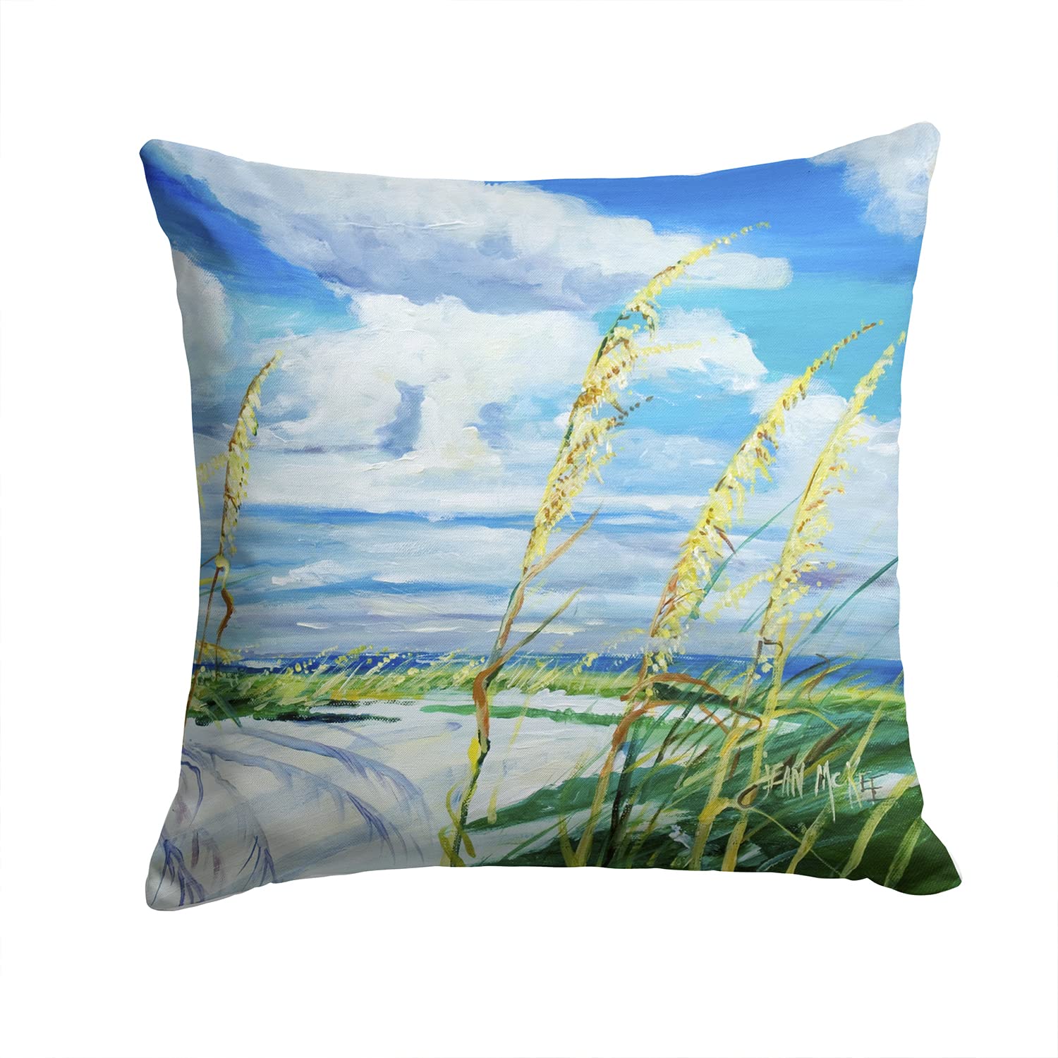 Sea Oats Decorative Throw Pillow 14x14 Inches - Machine Washable Indoor Outdoor Cushion for Sofa, Bed, Patio & Porch - Coastal Home Decor Accent for Living Room, Bedroom or Garden