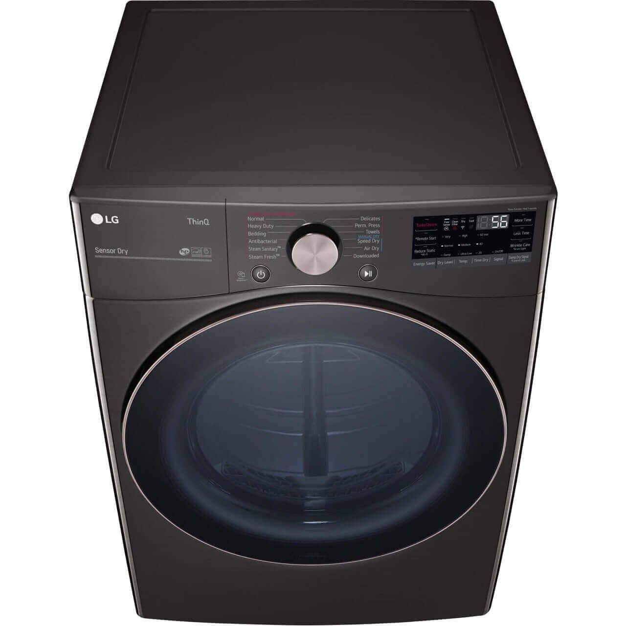 LG DLEX4000B 27 Inch 7.4 Cu Ft Smart Front Load Electric Dryer with TurboSteam Technology - Black Steel | Perfect for Large Families & Laundry Rooms | Fast Drying & Wrinkle Reduction