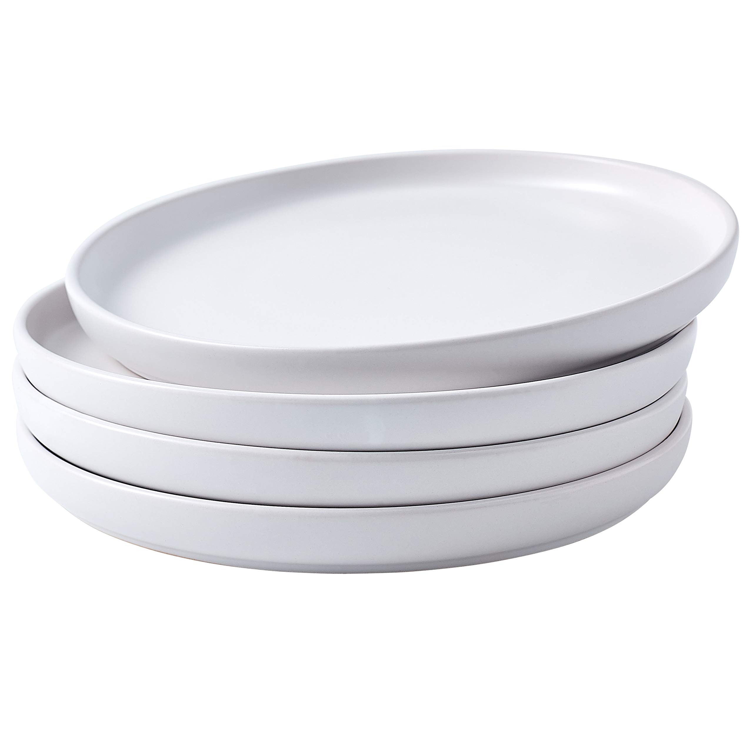 Bruntmor 11 Inch Ceramic Dinner Plates Set of 4 - Round White Pasta & Salad Plates - Oven & Dishwasher Safe Dinnerware - Perfect for Family Meals, Restaurants, and Dinner Parties