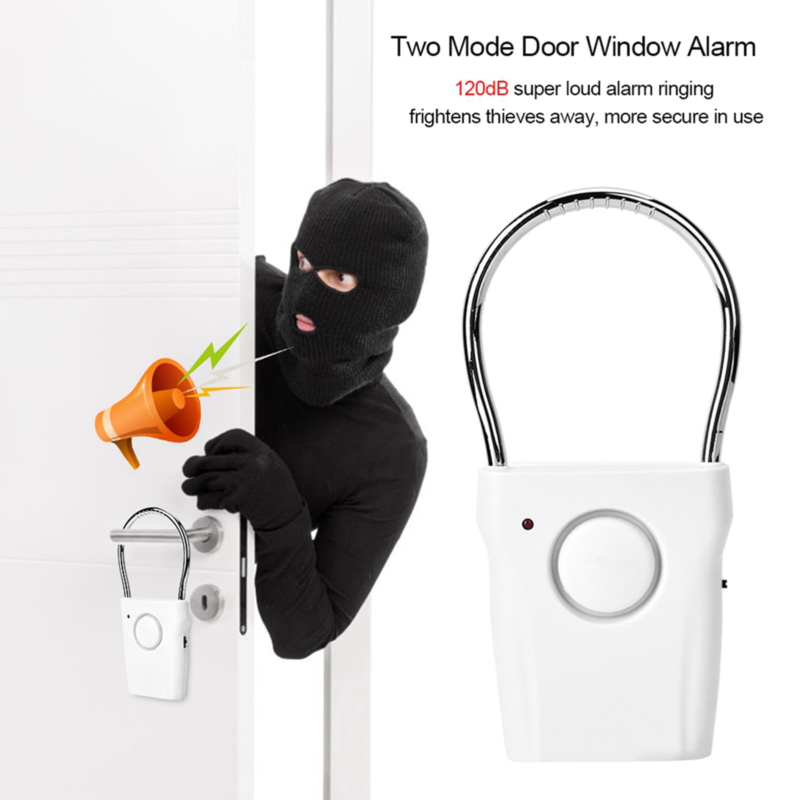 120dB Loud Door Handle Alarm - Security Door & Window Entry Alarm with Doorknob Sensor for Home Security & Child Safety | Perfect for Apartments, Dorms, and Vacation Rentals