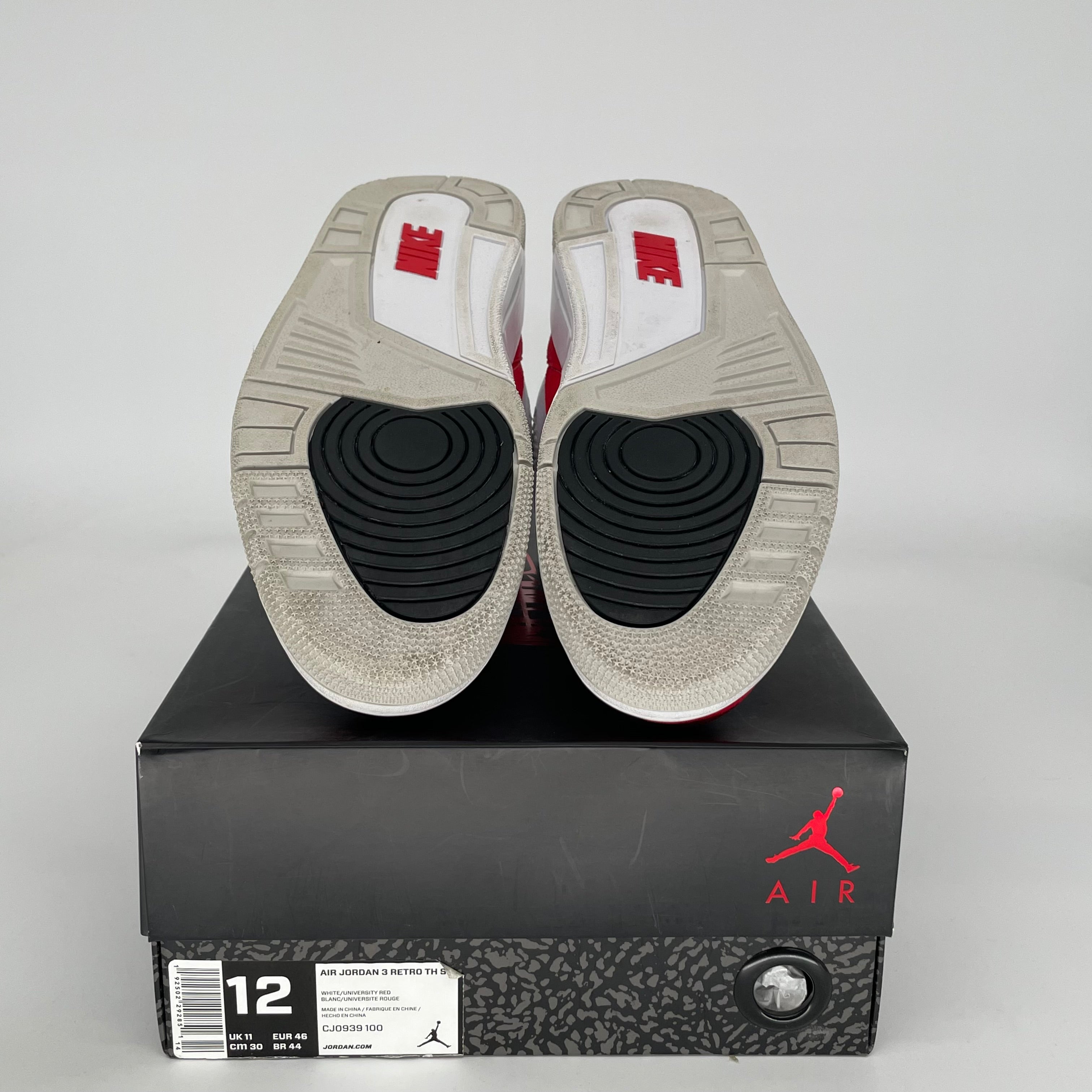 AIR JORDAN 3 Tinker White University Red Men's Basketball Shoes Size 12 - CJ0939-100 | Retro Sneakers for Casual Wear, Street Style & Basketball Games