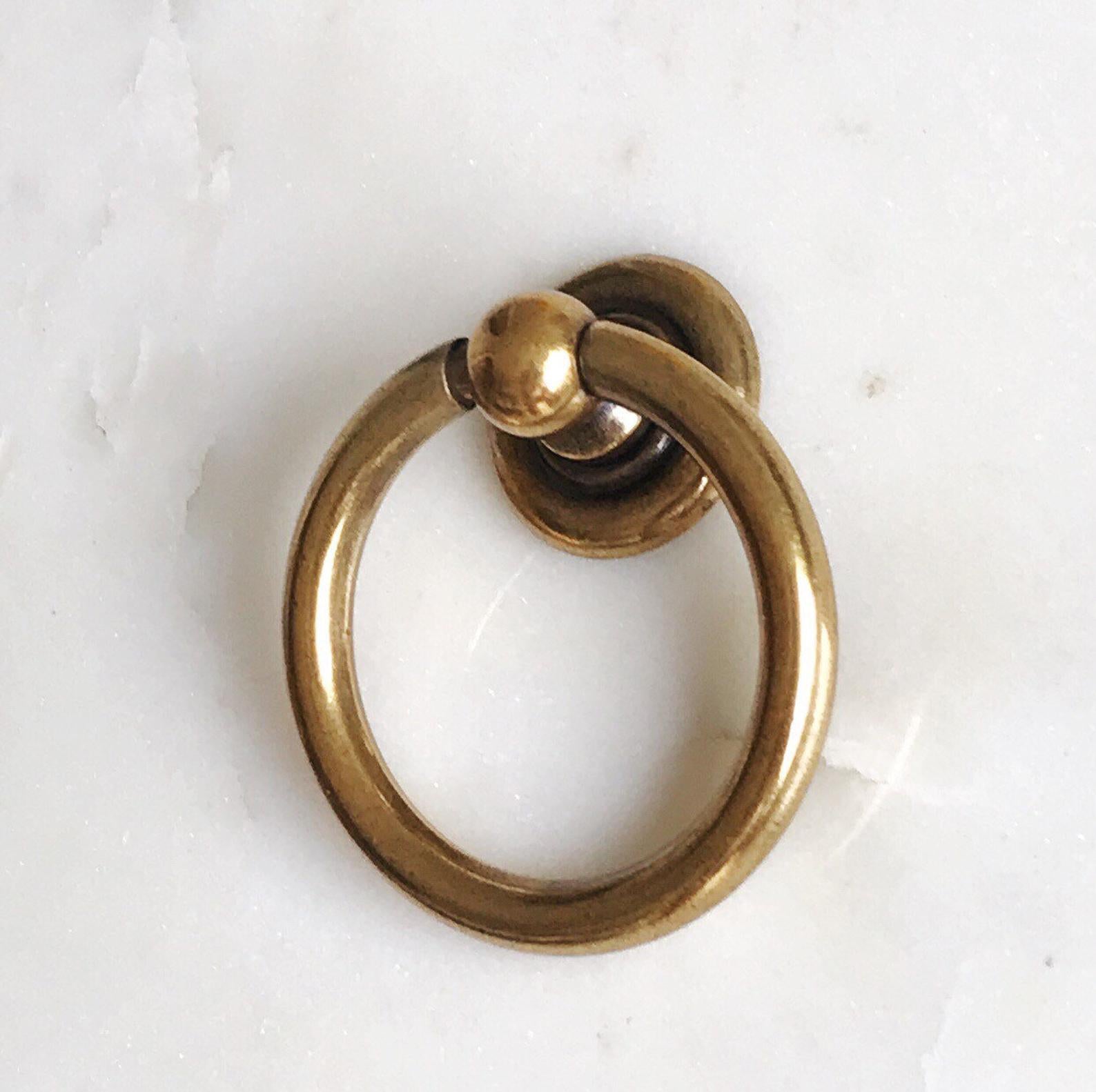Vintage Brass Ring Pulls - Cabinet & Drawer Handles for Kitchen, Bathroom & Furniture - Durable Hardware for Home Renovation & DIY Projects