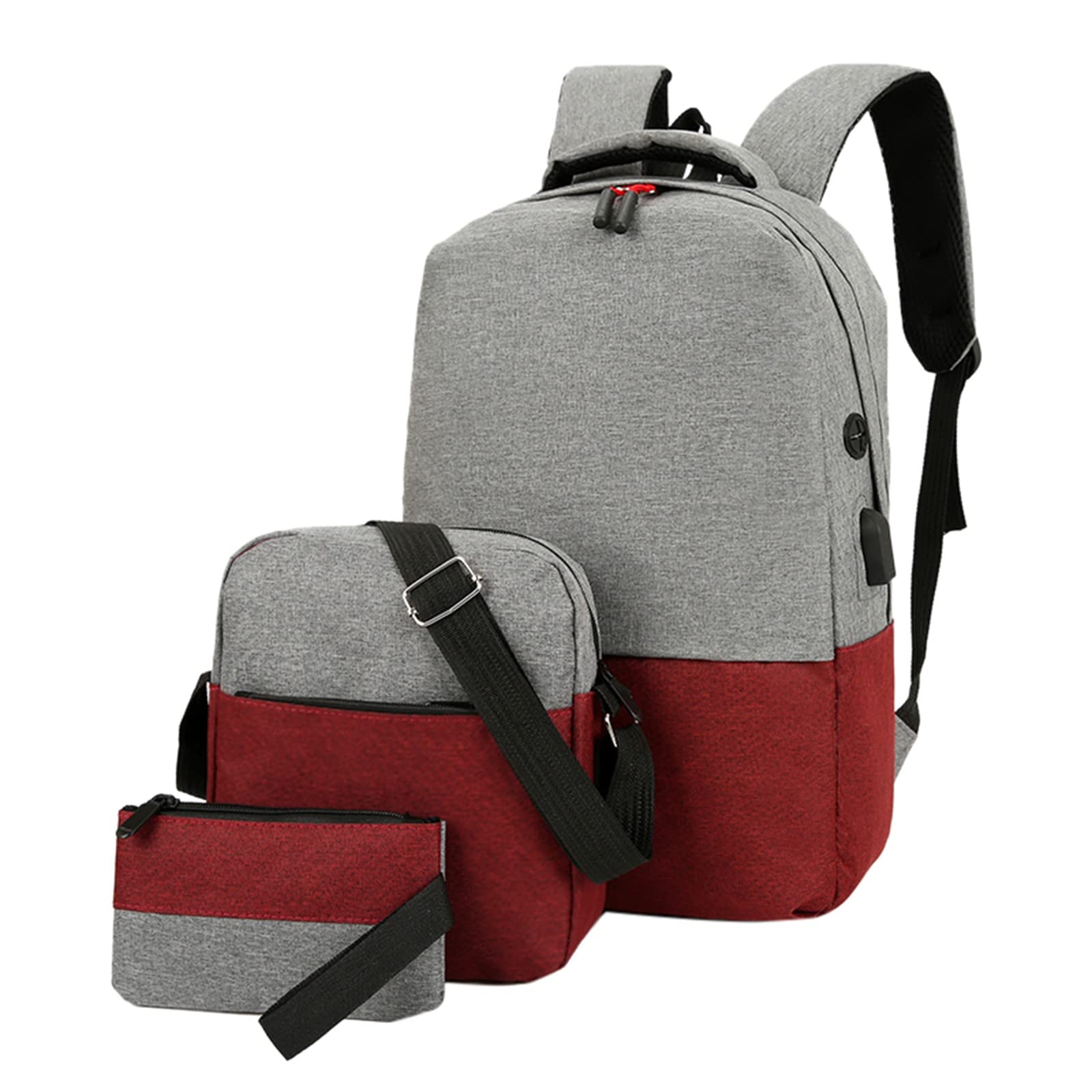 **Stylish Couple Backpack Set - 3-Piece Travel & Diaper Bag for Baby Girls, Large Capacity Backpack (Red, One Size) - Perfect for Family Trips, Outings & Daily Use**