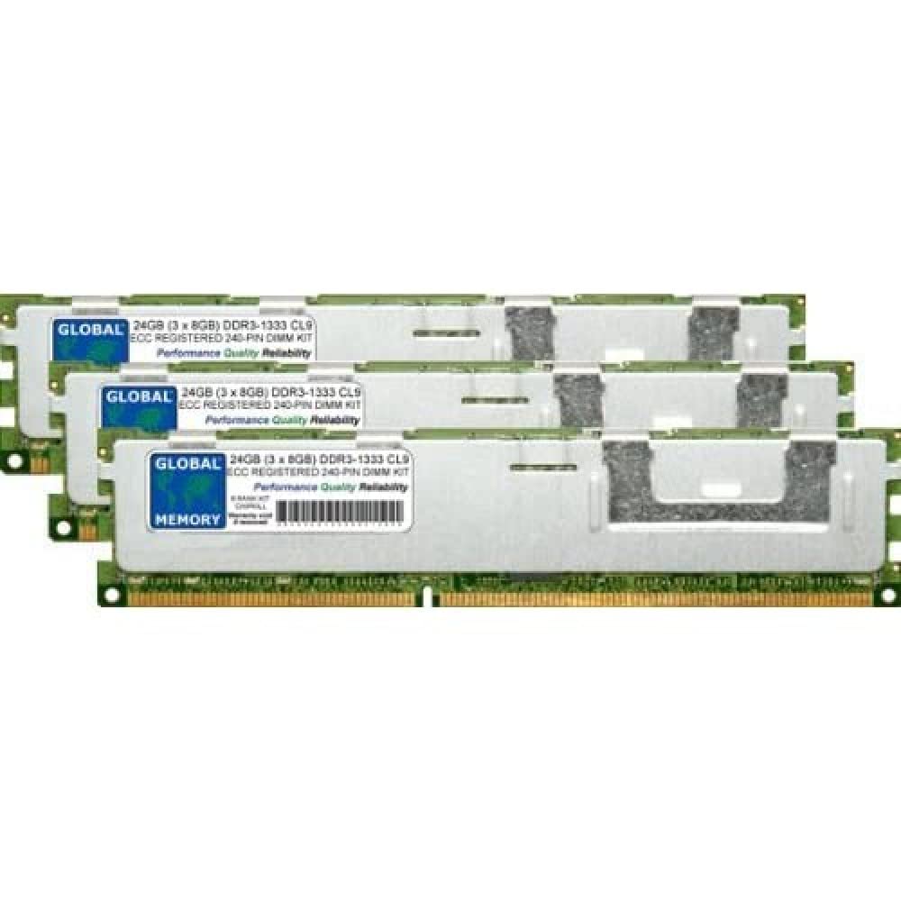 24GB (3 x 8GB) DDR3 1333MHz PC3-10600 ECC Registered RDIMM Memory Kit - 240-Pin Server RAM for Workstations, Motherboards & Enterprise Systems (6 Rank Chipkill) - Ideal for Data Centers, Cloud Computing & High-Performance Servers