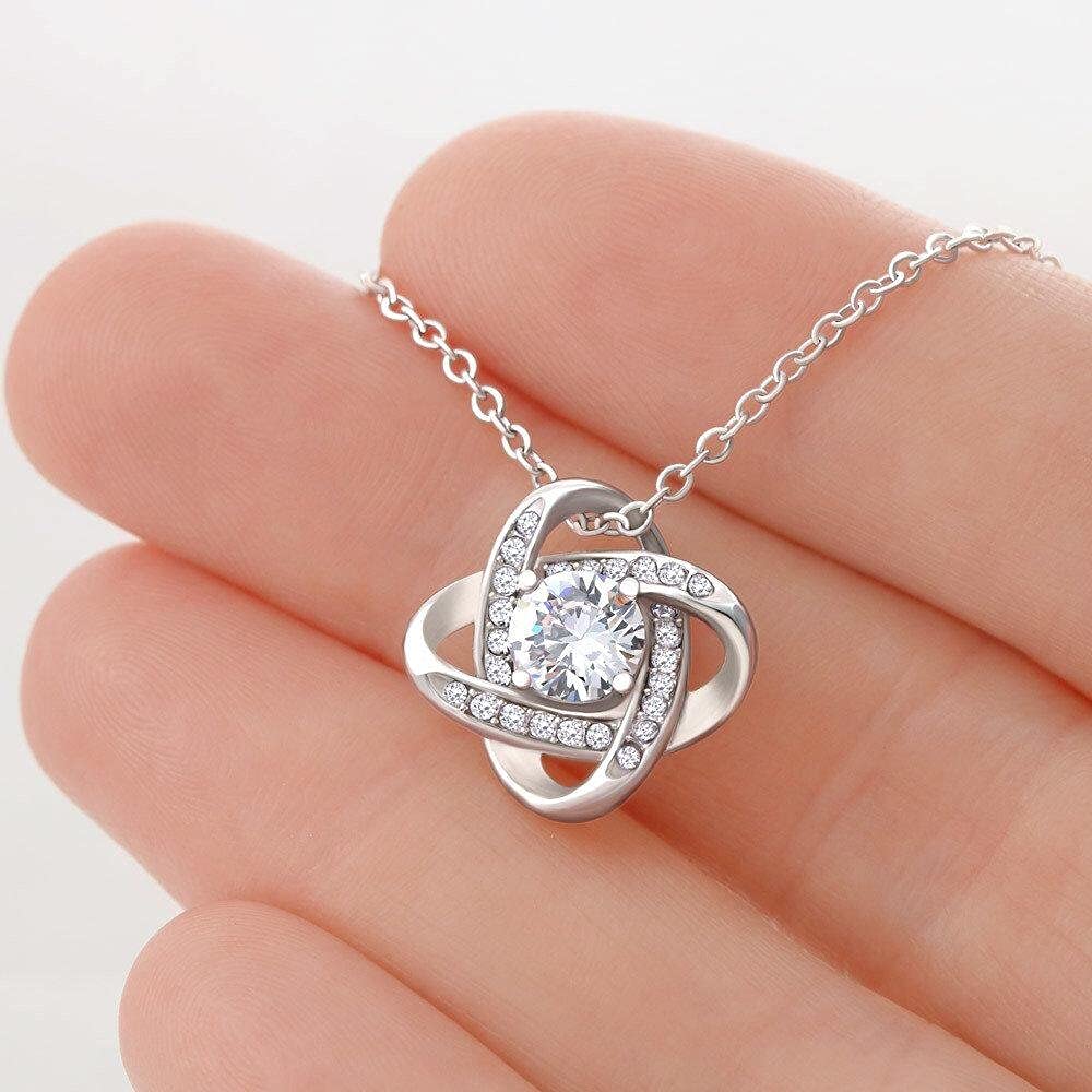 Handmade Love Knot Necklace - Personalized Memorial Gift for Son - White & Gold - Custom Sizes for Comfort & Remembrance