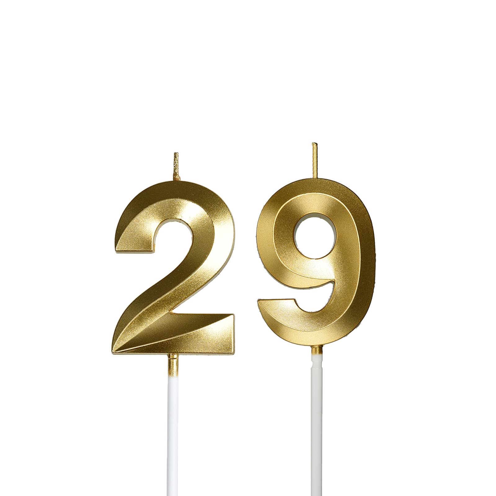 Gold 29th & 92nd Birthday Candles - Elegant Gold Number 29 & 92 Cake Toppers for Birthday Party Decorations - Perfect for Anniversary, Milestone Celebrations & Special Occasions