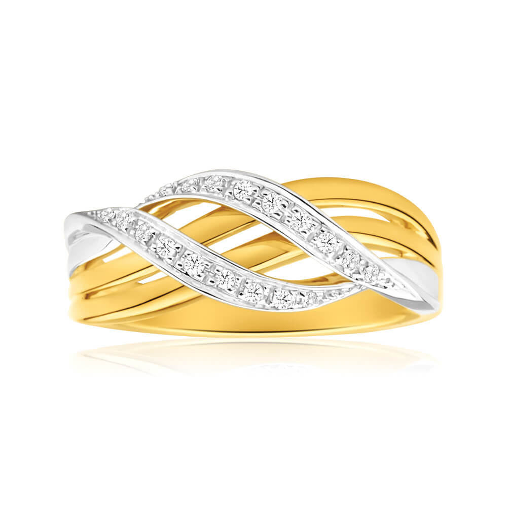9ct Yellow Gold & White Gold Diamond Ring for Women - Elegant Wedding, Engagement & Anniversary Jewelry Gift - Perfect for Proposals, Bridal & Special Occasions