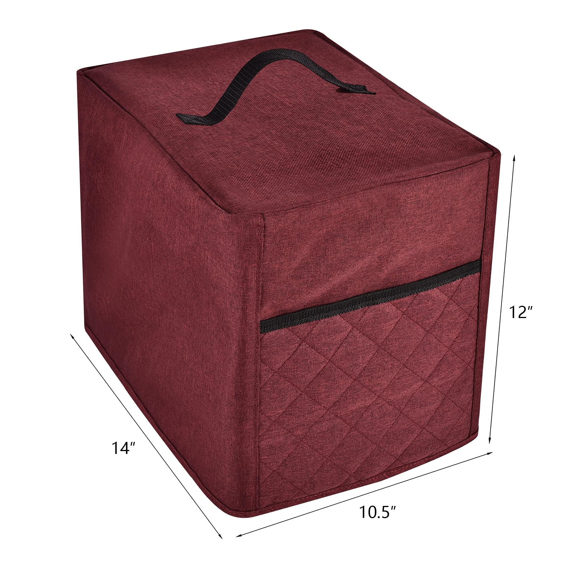 Non-Slip Air Fryer Cover with 2 Accessory Pockets - Waterproof & Easy Clean Dust Protector for 2.8-4.8 Quart Air Fryers (Burgundy) - Perfect for Kitchen Countertop Storage & Small Appliance Protection