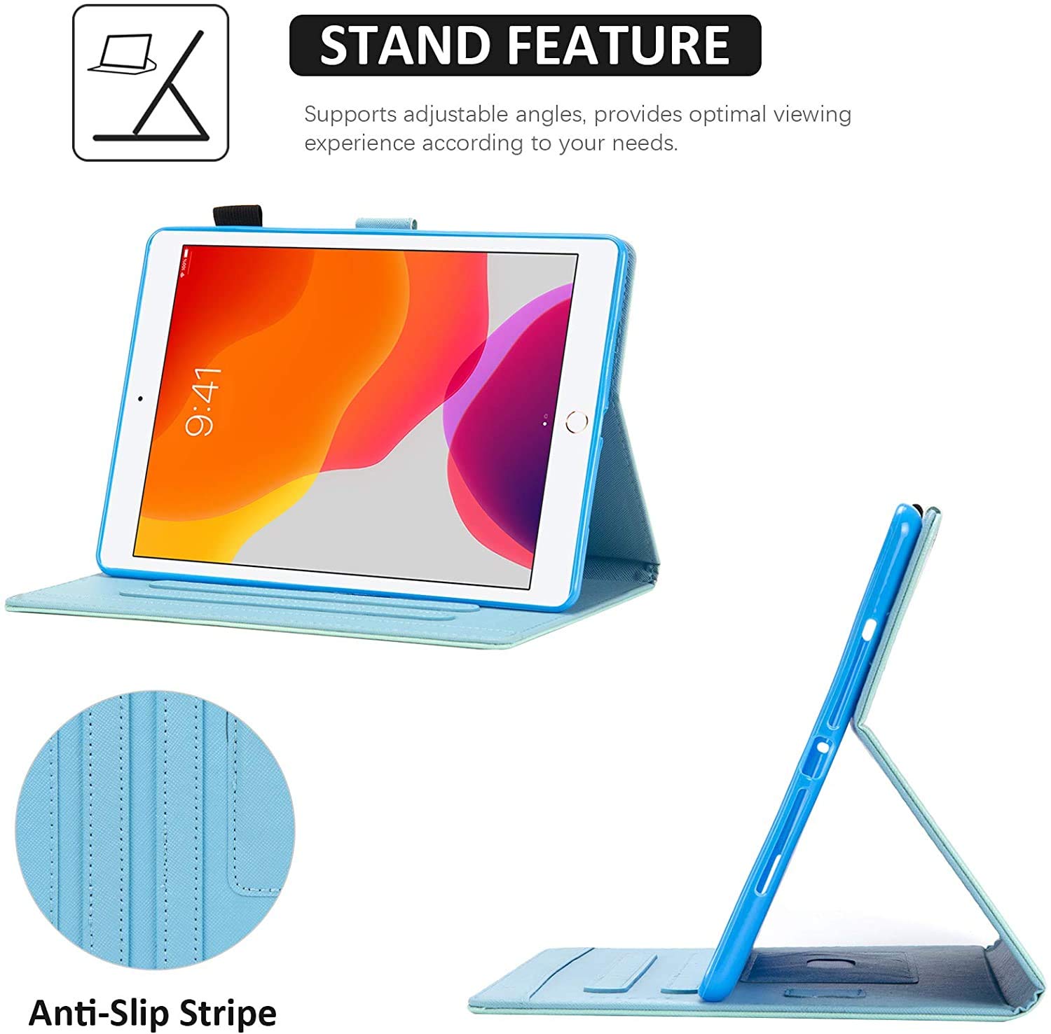 Fancity iPad 9th/8th/7th Generation Case (2021/2020/2019) - 10.2 Inch PU Leather Protective Cover with Pencil Holder, Auto Wake/Sleep & Card Slot - Perfect for Work, School, Travel and Beach Days
