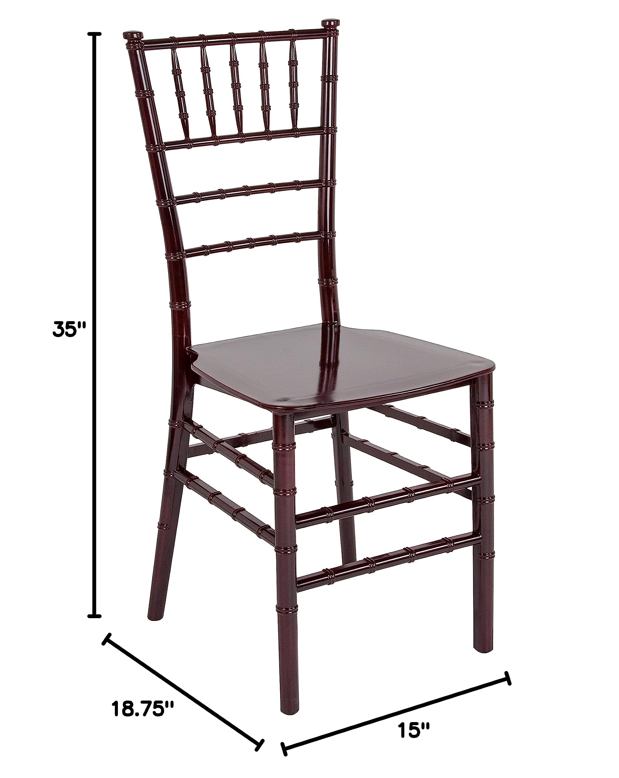 2 Pack Mahogany Stackable Resin Chiavari Chairs - Elegant Banquet, Wedding & Event Furniture for Indoor/Outdoor Use - Perfect for Parties, Receptions & Venue Seating