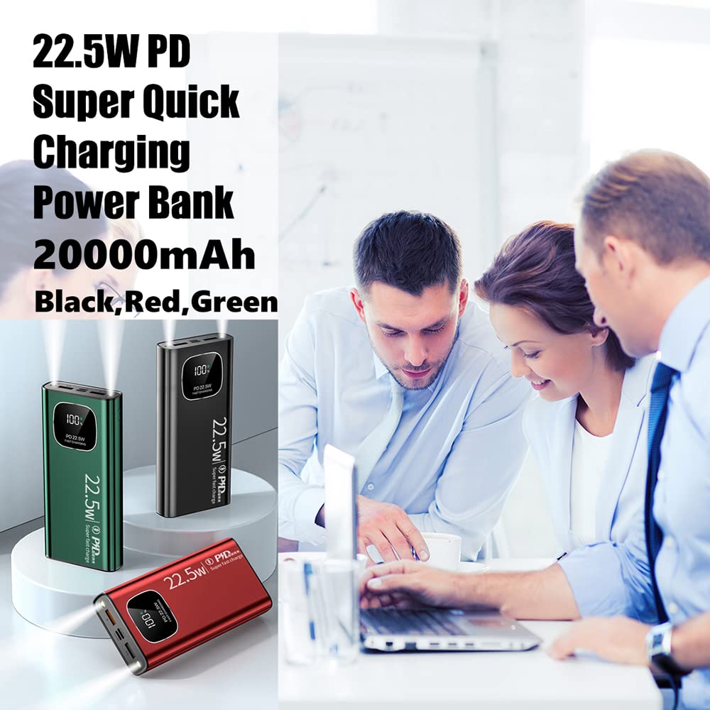 20000mAh PD 20W Fast Charging Power Bank with LED Display - Ultra Slim Portable Charger for iPhone 15/14/13 Pro, iPad, AirPods & Android Phones | Perfect for Travel, Camping, Hiking, Emergency, Business Trips, Commuting & Outdoor Adventures | Ideal for Work from Home, Office, Airports, Road Trips & Daily Power Needs (432 Black) | Stay Charged On-The-Go for Smartphones, Tablets & Wireless Earbuds