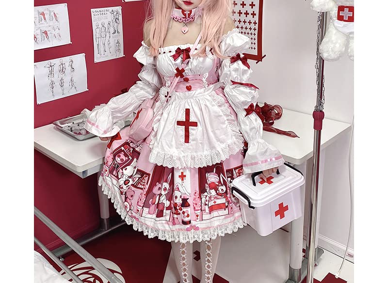 Japanese Harajuku Gothic Lolita Punk Bow Dress - Kawaii Pink Summer & Autumn Fashion for Cosplay, Anime Conventions & Street Style