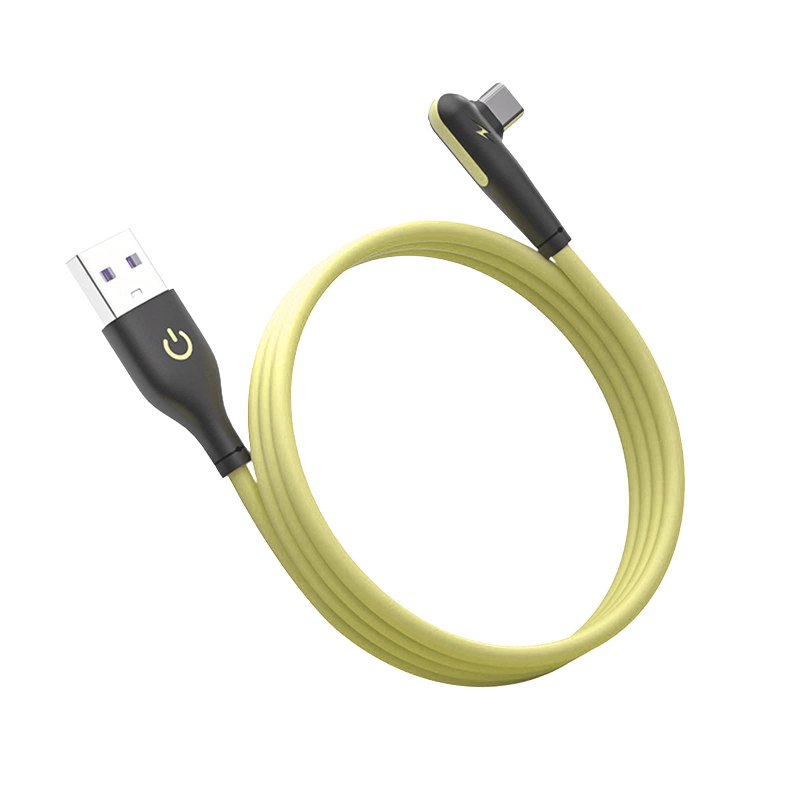 Fast Charging Type-C Elbow Data Cable 3.3ft (100cm) - Durable USB-C Charger Cord for iPhone, Samsung & Android Phones - Yellow | Perfect for Home, Office & Travel Use
