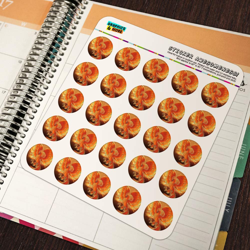 Phoenix Rising from The Flames 1 Inch Clear Stickers for Planner, Calendar, Scrapbooking & Crafting - Perfect for DIY Projects, Journaling & Bullet Journal Decorations