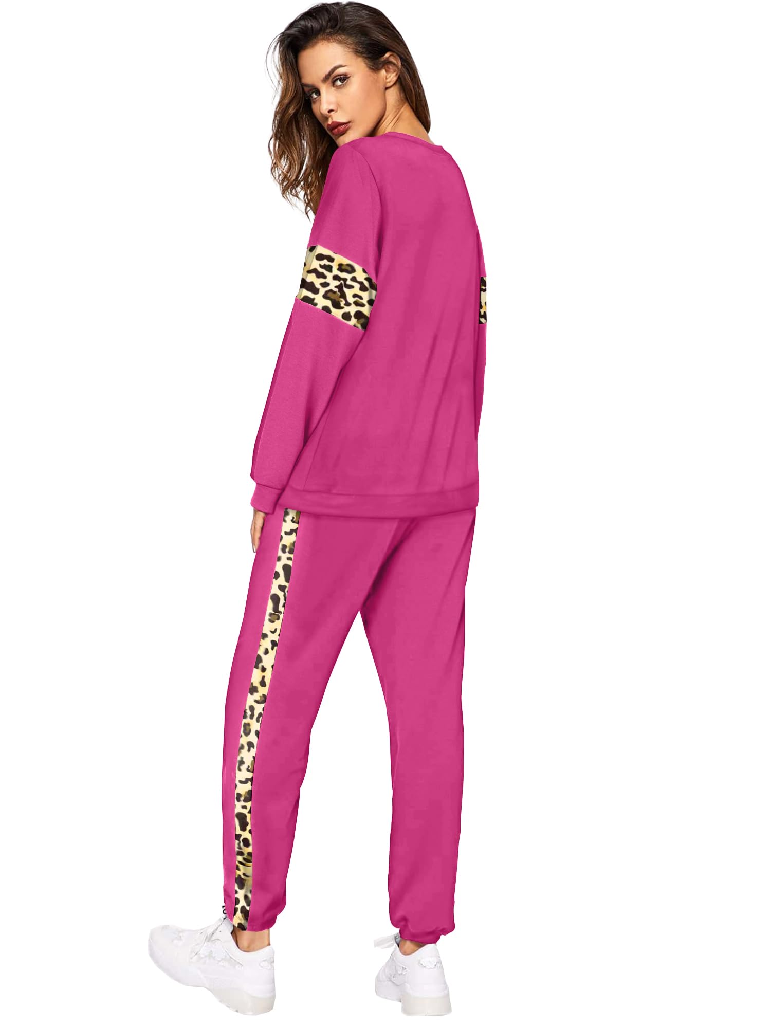 Sipaya Women's 2-Piece Colorblock Striped Sweatsuit Set with Pockets - Crewneck Sweatshirt & Lounge Pants for Casual Wear, Workout, and Home Comfort
