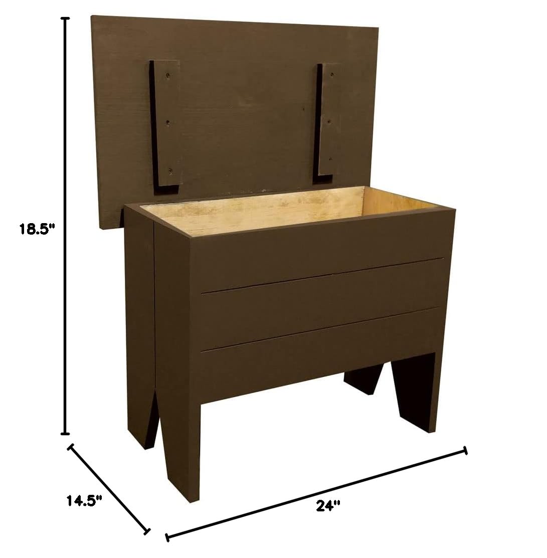 Sawdust City 2' Long Wood Storage Bench in Old Brown - Perfect for Entryway, Living Room, and Outdoor Patio Organization