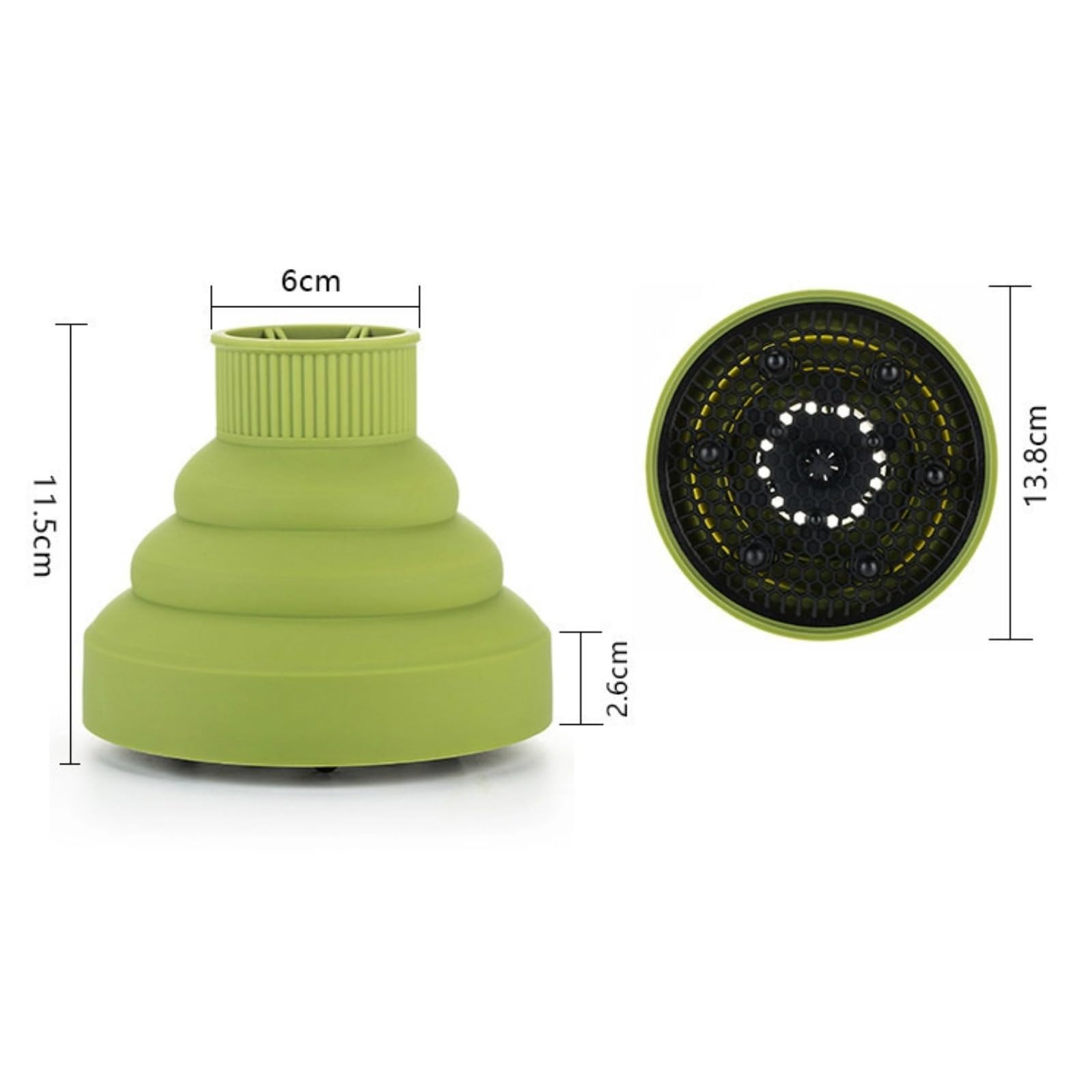 Universal Hair Dryer Diffuser Attachment for Thick & Curly Hair - Professional Blow Dryer Diffuser with Folding Design, Portable Travel Hair Styling Tool (Green) - Perfect for Salon, Home & Travel Use