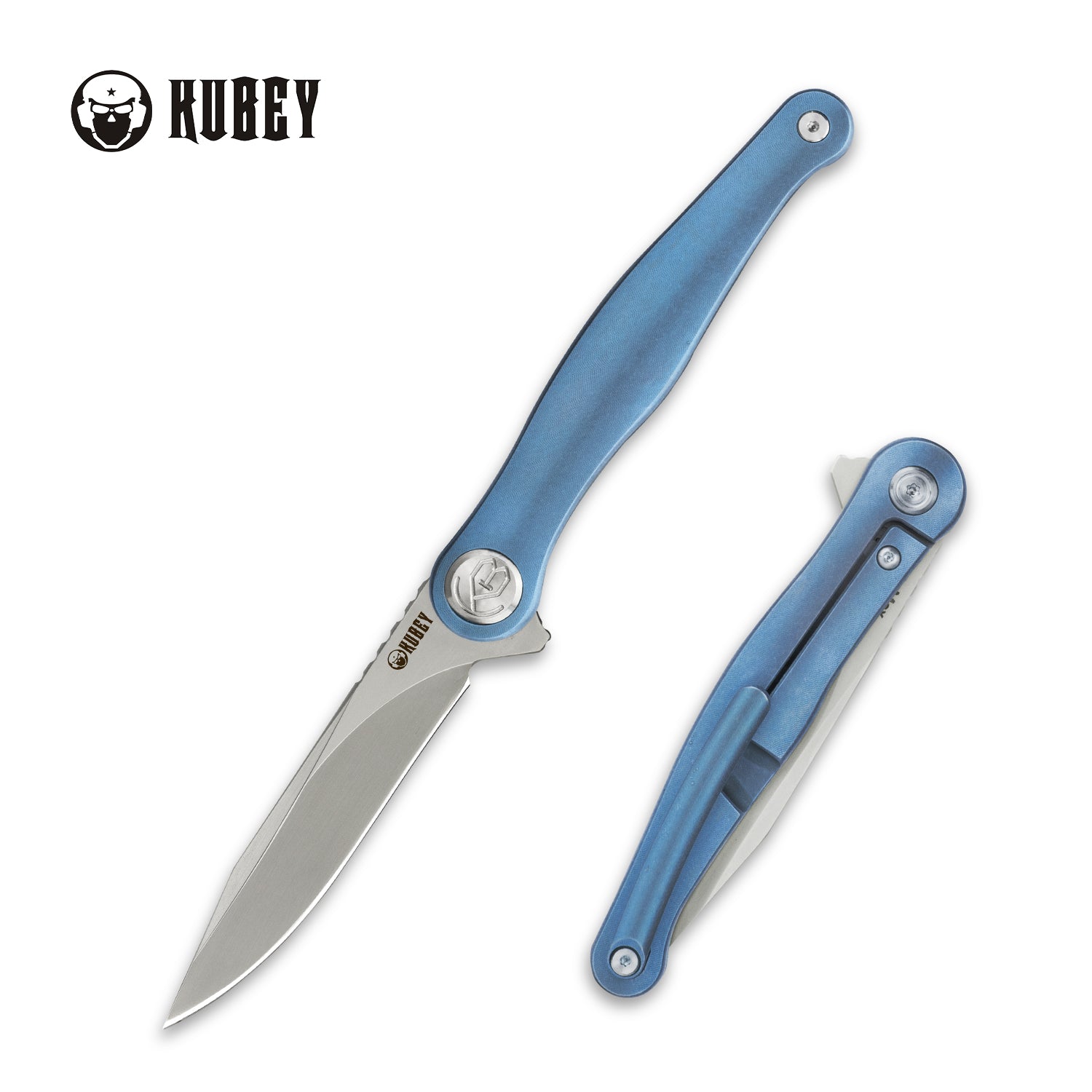Premium Sirena EDC Frame Lock Folding Knife - Blue Titanium Handle, 3.1