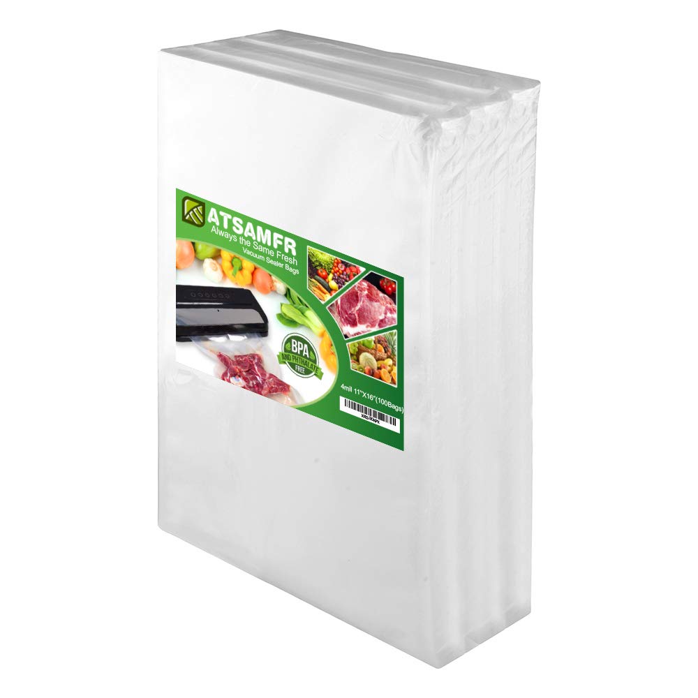 BPA-Free 4mil Heavy Duty Vacuum Sealer Bags - 100 Gallon (11x16 Inch) for Food Storage, Sous Vide Cooking & Meal Prep - Ideal for Freezing, Marinating & Long-Term Preservation