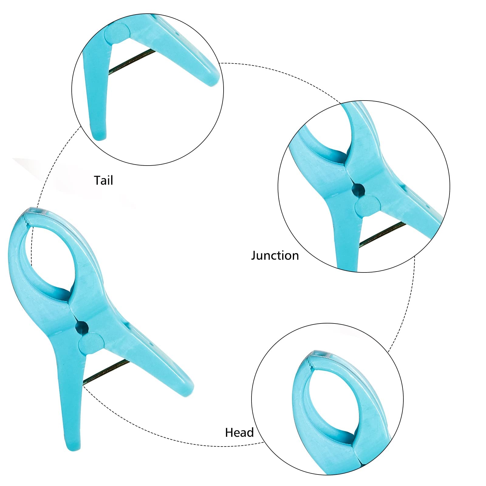 10 Pack Beach Towel Clips for Lounge Chairs - 4.5 Inch Plastic Pool Towel Clamps with 5 Free Bonus Small Clips - Secure Your Towel at Beach, Poolside, or Backyard - Windproof Design for Family Outdoor Use