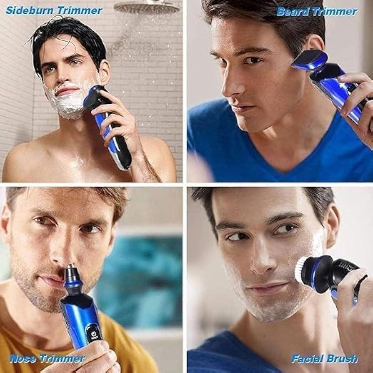 Electric Shaver for Men - Rechargeable 4-in-1 Rotary Beard Trimmer & Face Shaver with IPX6 Waterproof, Wet/Dry Use & USB Charging - Perfect for Travel, Gym & Daily Grooming