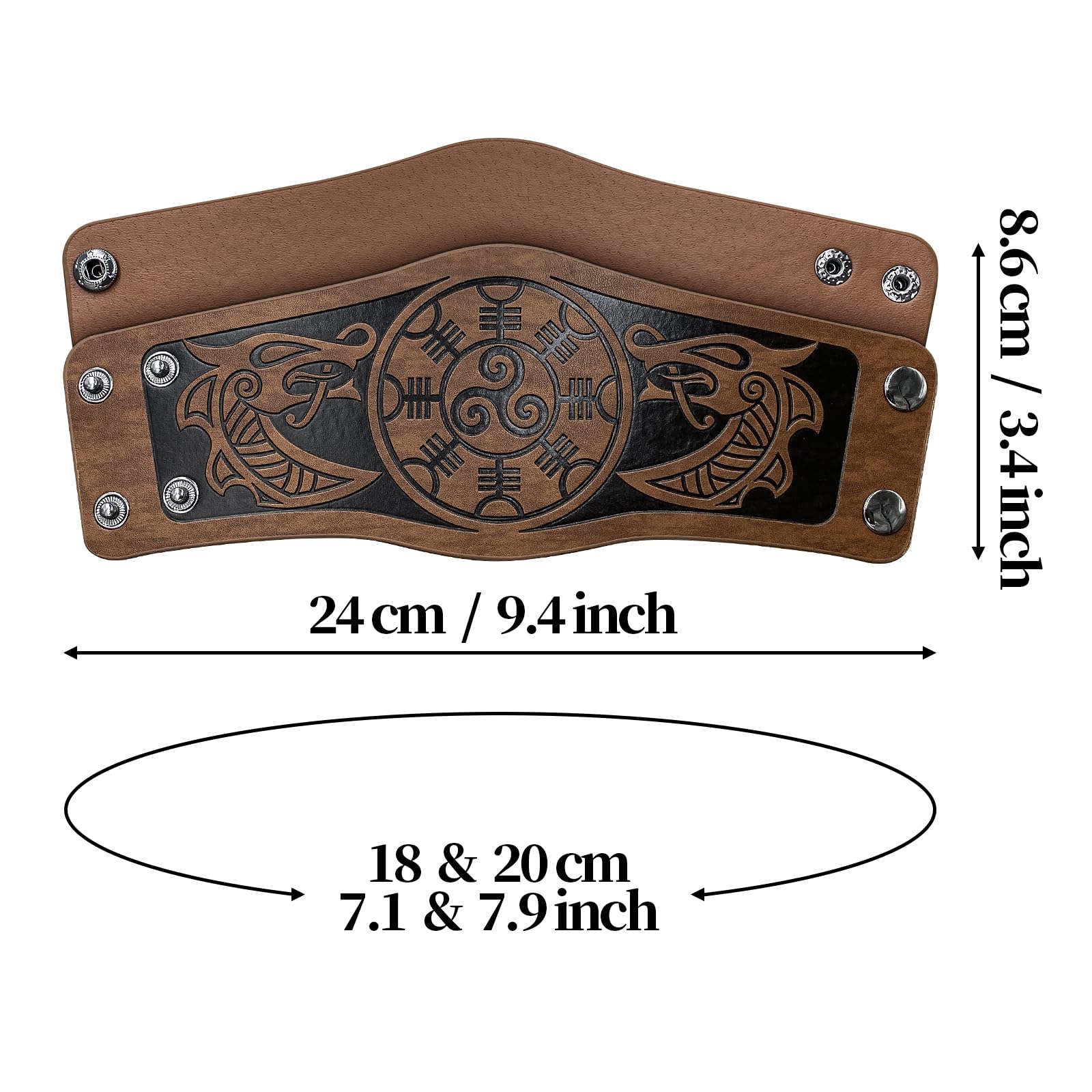 JAOYU Medieval Leather Bracer Set - 2PCS Viking Armor Vambrace Wrist Guards for LARP, Cosplay & Renaissance Fairs | Durable Leather Gauntlet Cuffs for Historical Reenactment & Costume Accessories
