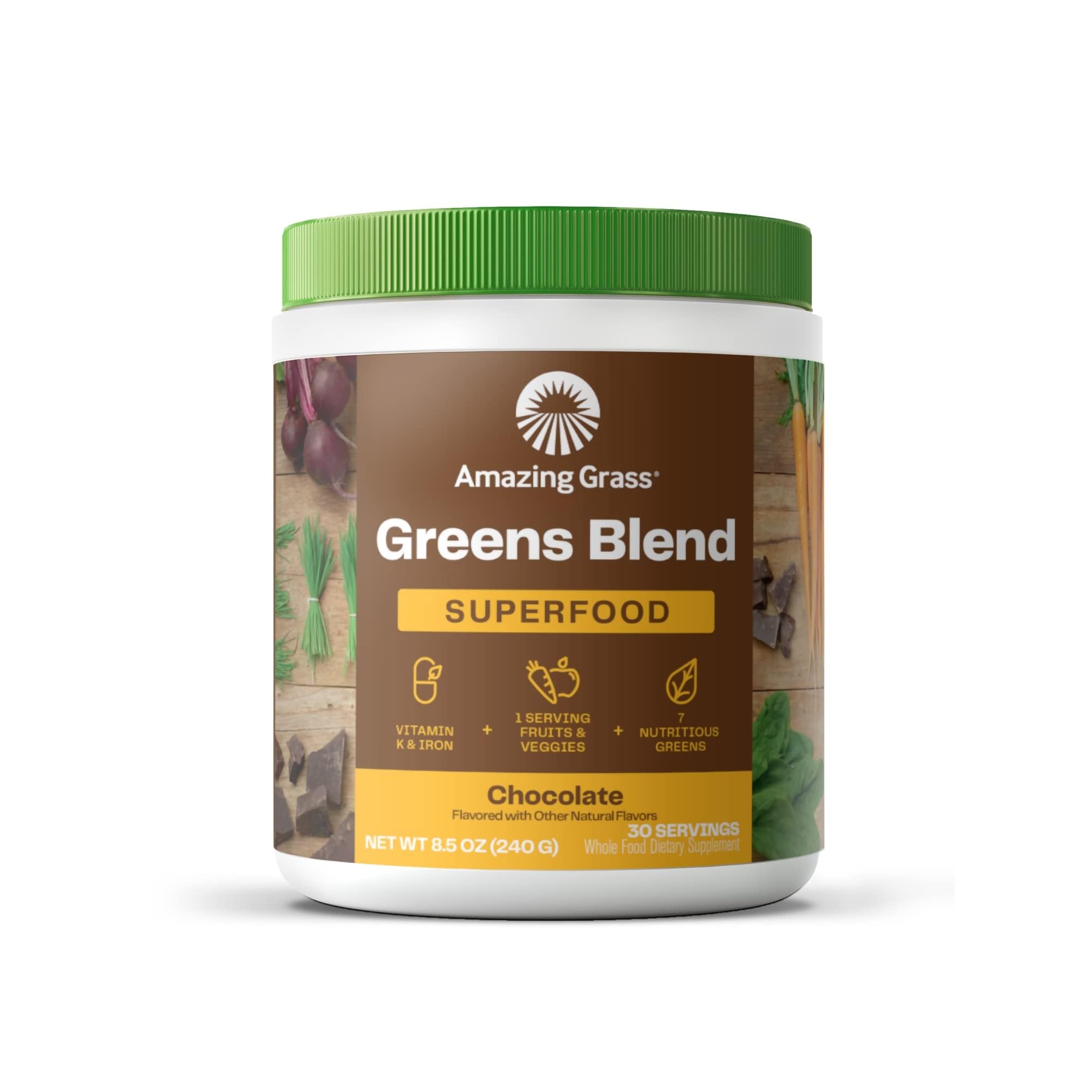 Organic Superfood Greens Powder with Digestive Enzymes & Probiotics - Chocolate Flavor (30 Servings) | Spirulina, Chlorella & Beet Root Powder for Detox & Energy Boost | Perfect for Smoothies, Juices & Post-Workout Recovery