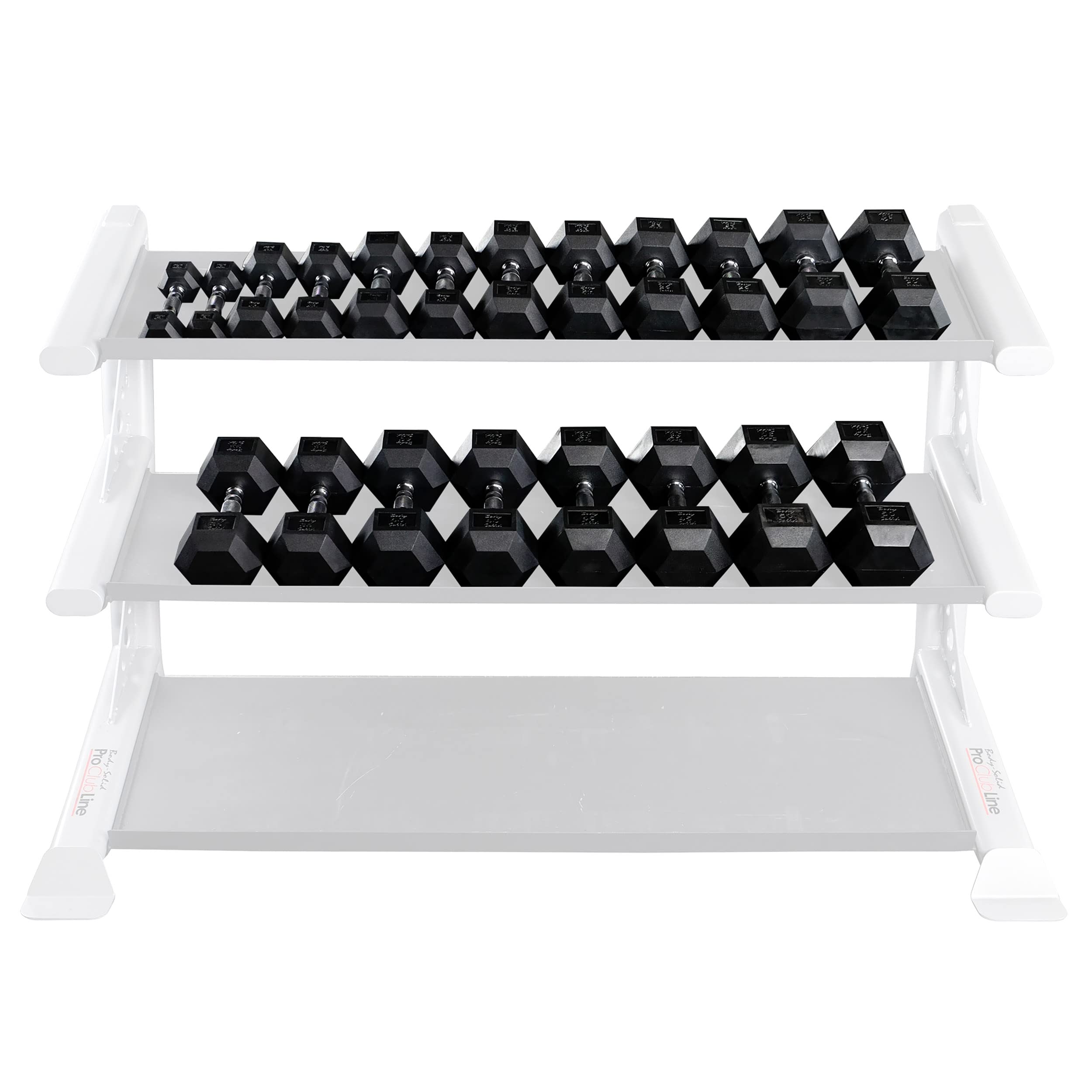 Body-Solid Rubber Coated Hex Dumbbells - 5-50lb Set for Strength Training & Home Gym Workouts | Durable Hand Weights for Men & Women | Perfect for Weight Lifting, CrossFit & Muscle Building Exercises