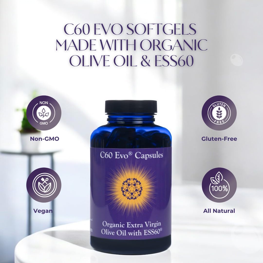 Pure ESS60 Extra Virgin Olive Oil Softgel Capsules - High Potency Antioxidant Supplement for Men & Women - 180 Count | Supports Heart Health, Immune System & Cellular Protection | Perfect for Daily Wellness Routine & Active Lifestyle