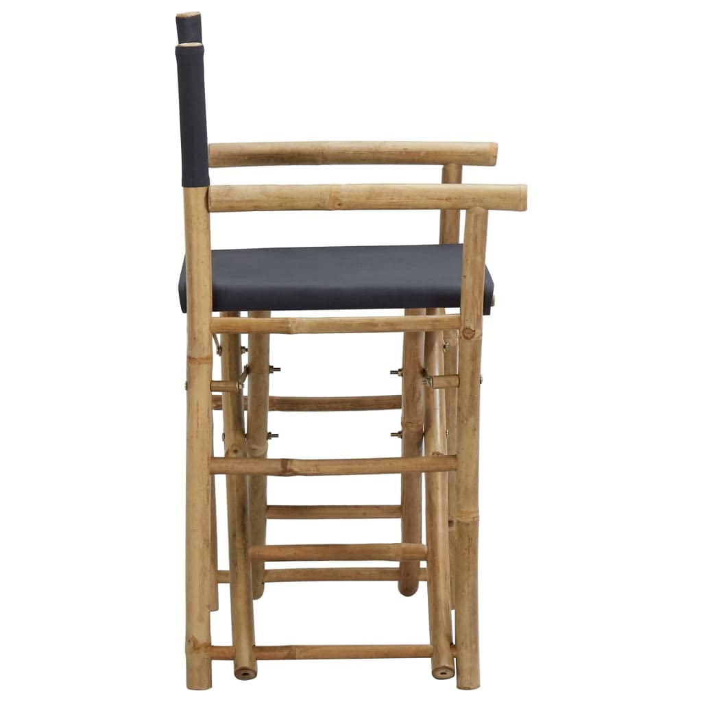 2-Pack Dark Gray Folding Director's Chairs - Bamboo & Fabric for Dining Room, Kitchen, Living Room, Garden - Indoor & Outdoor Use - Perfect for Patio, Picnics, Camping and Events