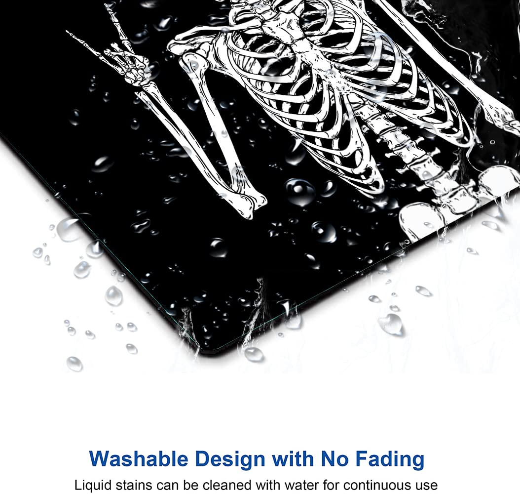 Black Human Skeleton Mouse Pad - Non-Slip Rubber Base, Waterproof & Smooth Surface - Customized Mousepad for Computer & Laptop - Perfect for Gaming, Office Work & Home Use