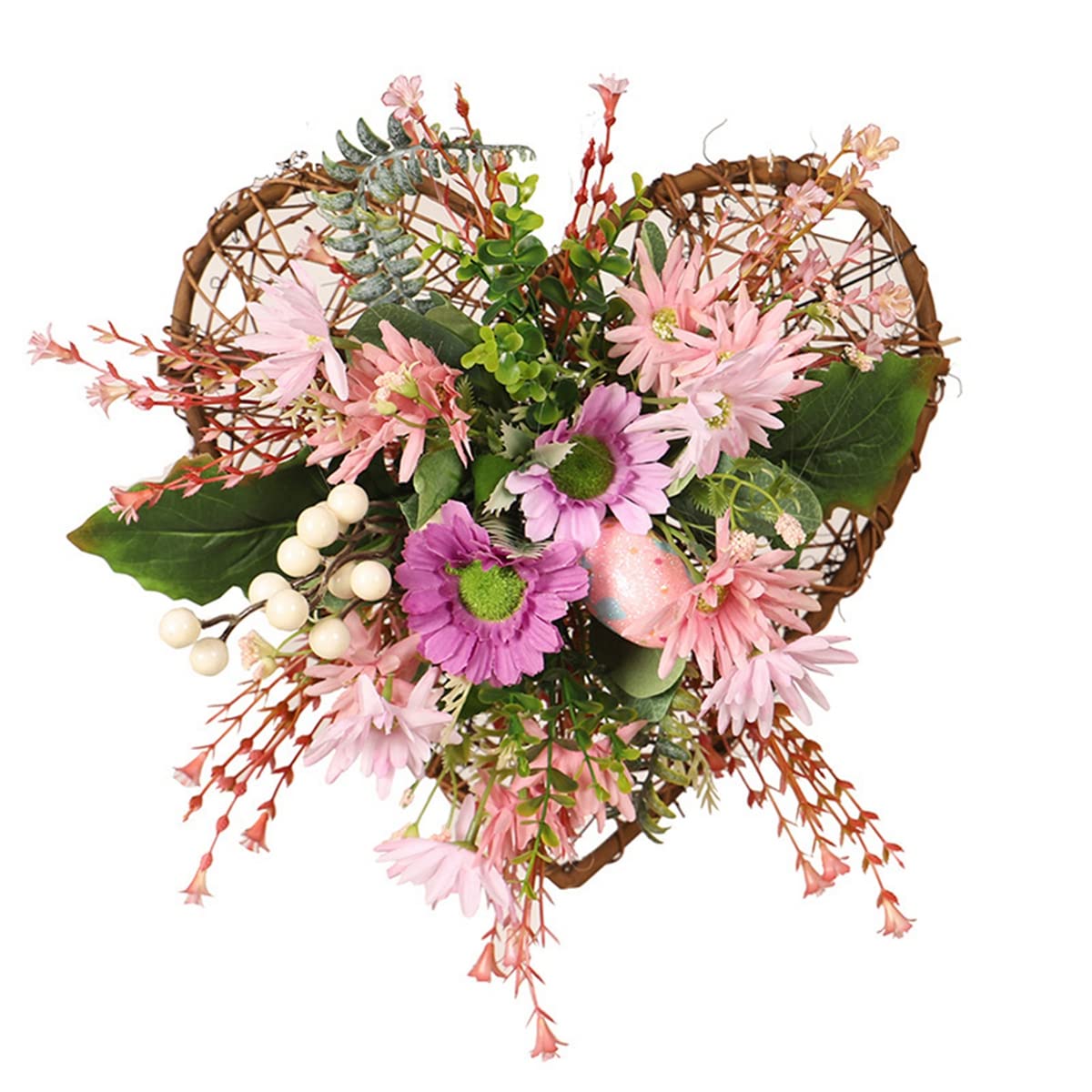 WDhomLT Easter Wreath - Colorful Egg & Twig Spring Wreath with Artificial Chrysanthemums for Front Door, Wall & Window Decor - Perfect for Easter Home Decor, Spring Celebrations & Holiday Front Porch Decorations